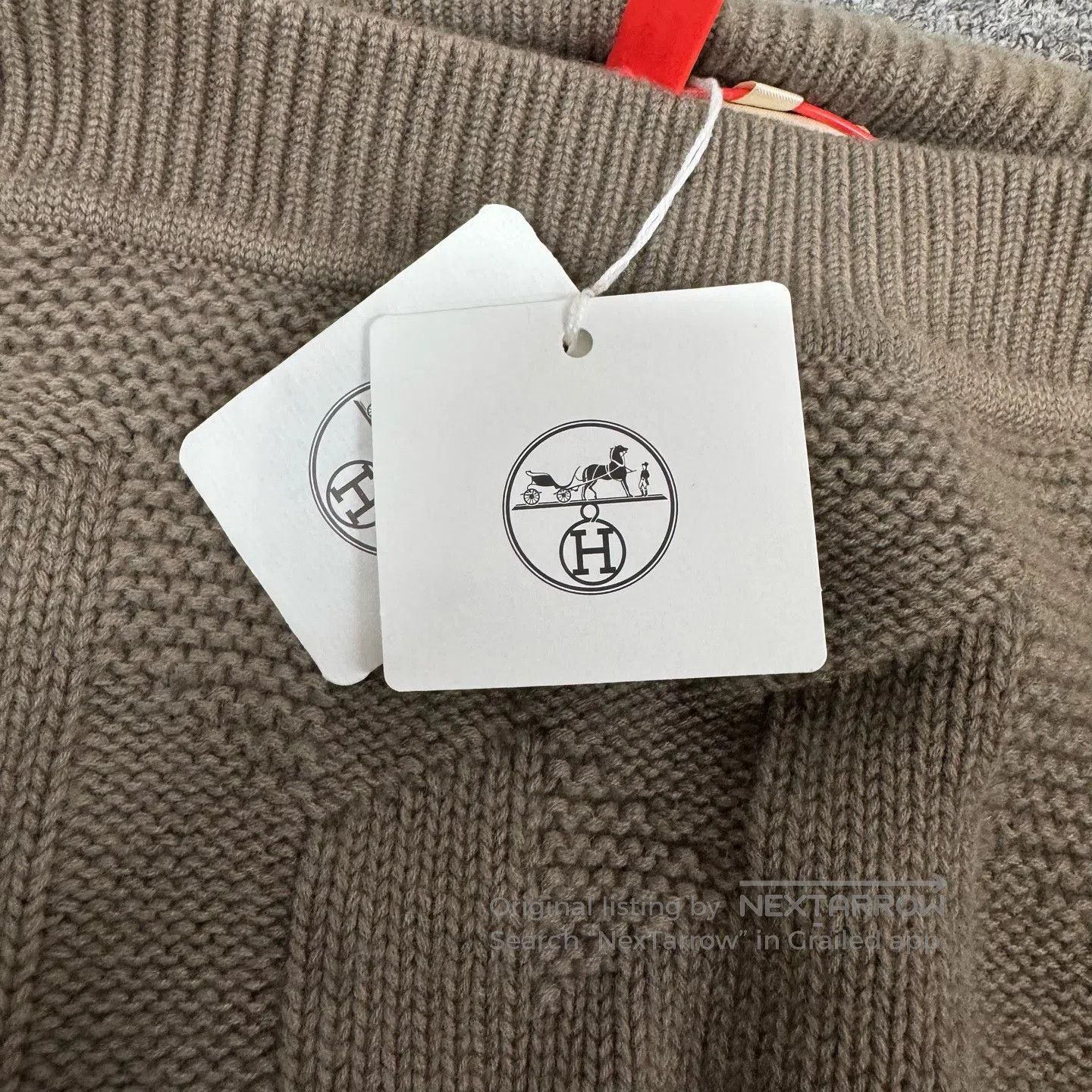 Hermes Hermes Khaki H-patterned knitted cloak| Size S / US 4 / IT 40 - 4 Thumbnail
