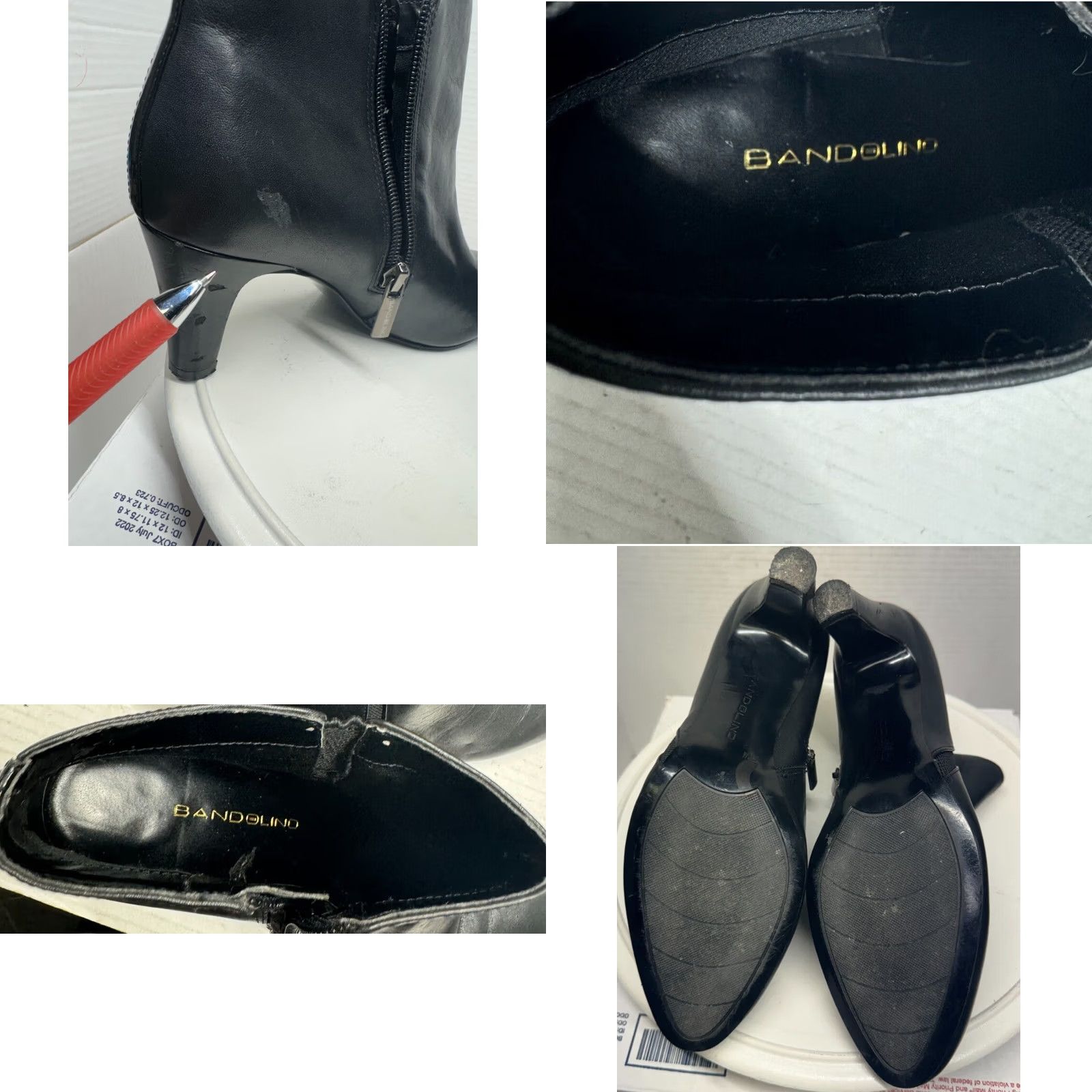 Vintage Bandolino Wincer Womens 7M 38 black leather ankle boots Booties Zip Sides heels Size US 7 / IT 37 - 8 Thumbnail