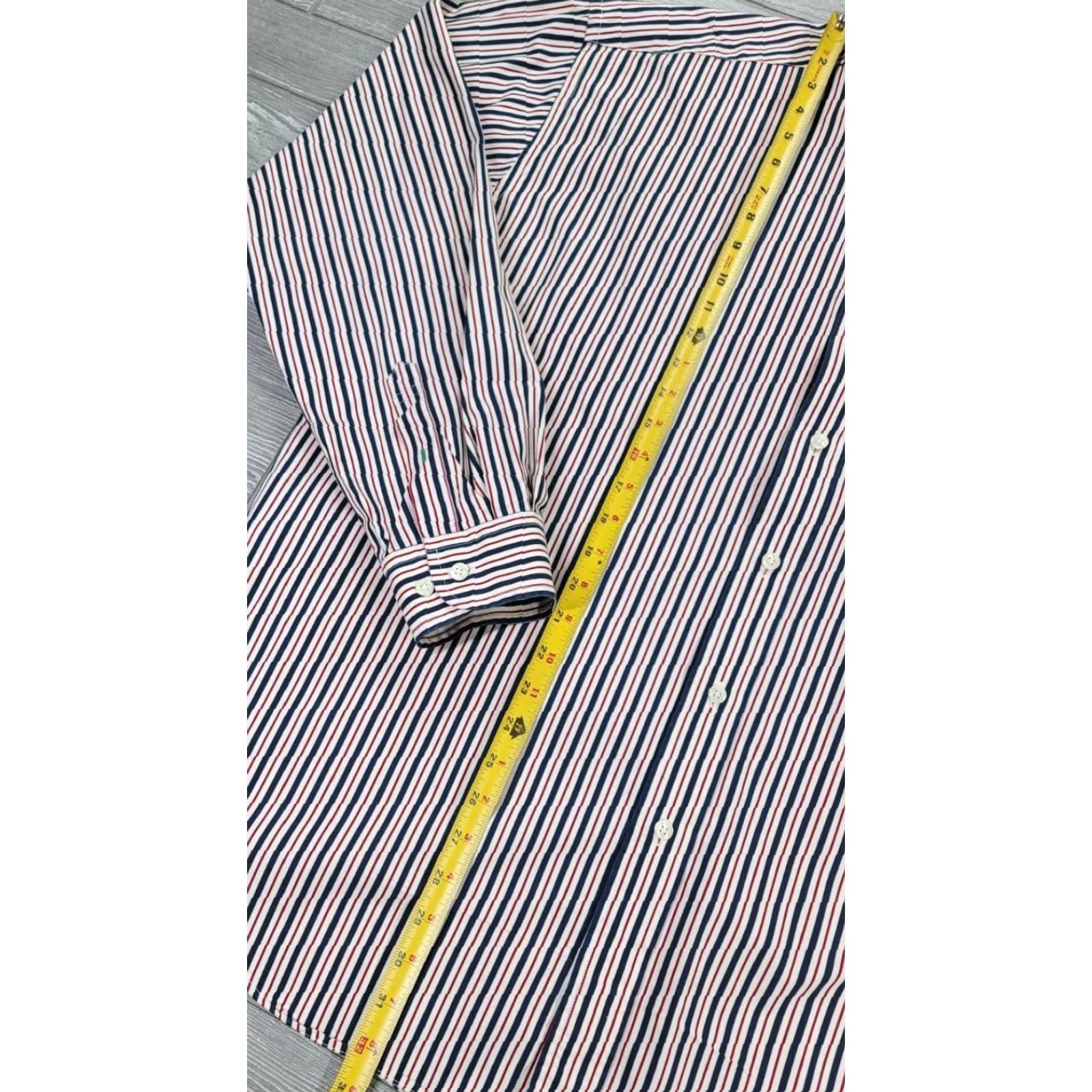 Tommy Hilfiger VINTAGE Tommy Hilfiger Striped Shirt Mens XL Red White Blue Logo Button-Down Long Sleeve 90s Classic Retro Party/Cocktail Men Size US XL / EU 56 / 4 - 7 Thumbnail