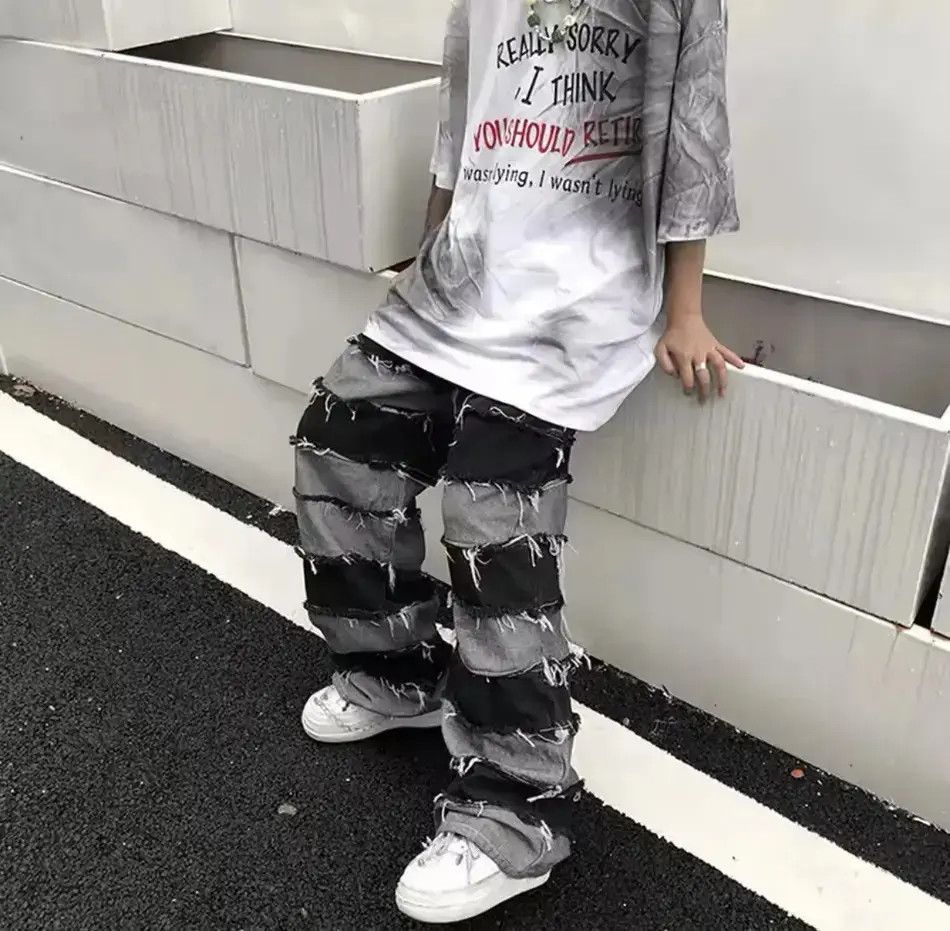 Japanese Brand Grunge Clothes Ripped Jeans Men Streetwear Casual Size US 34 / EU 50 - 6 Thumbnail