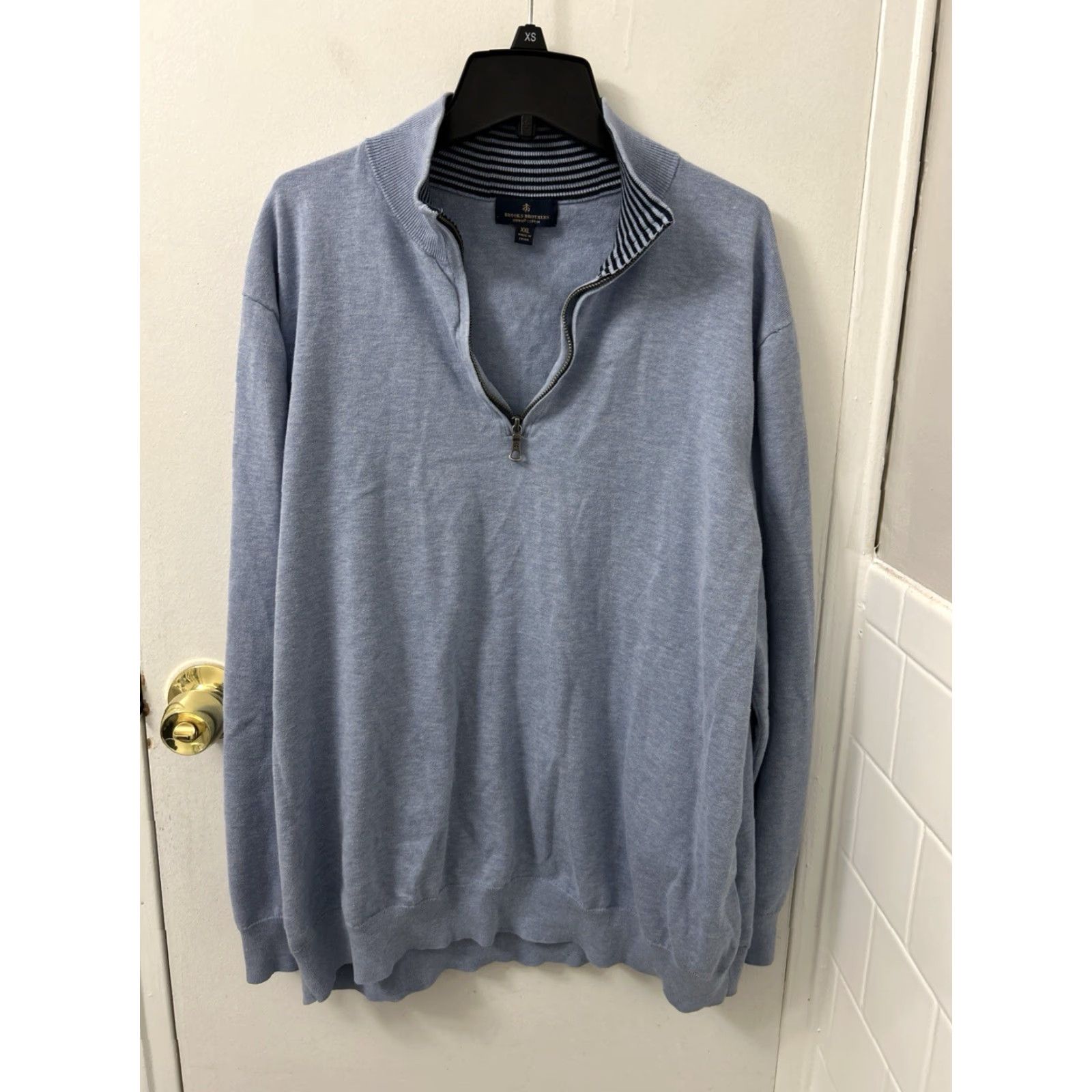 Brooks Brothers Brooks Brothers Sweater 1/4 Zip Mens XXL Light Blue Supima Cotton Pullover L/S Knit Cardigan? Size US XXL / EU 58 / 5 - 2 Thumbnail