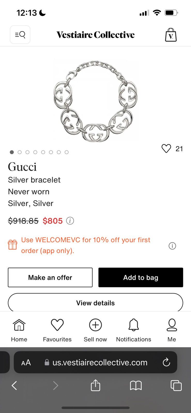 Gucci Gucci Britt Interlocking G Sterling Silver Bracelet Size ONE SIZE - 5 Thumbnail