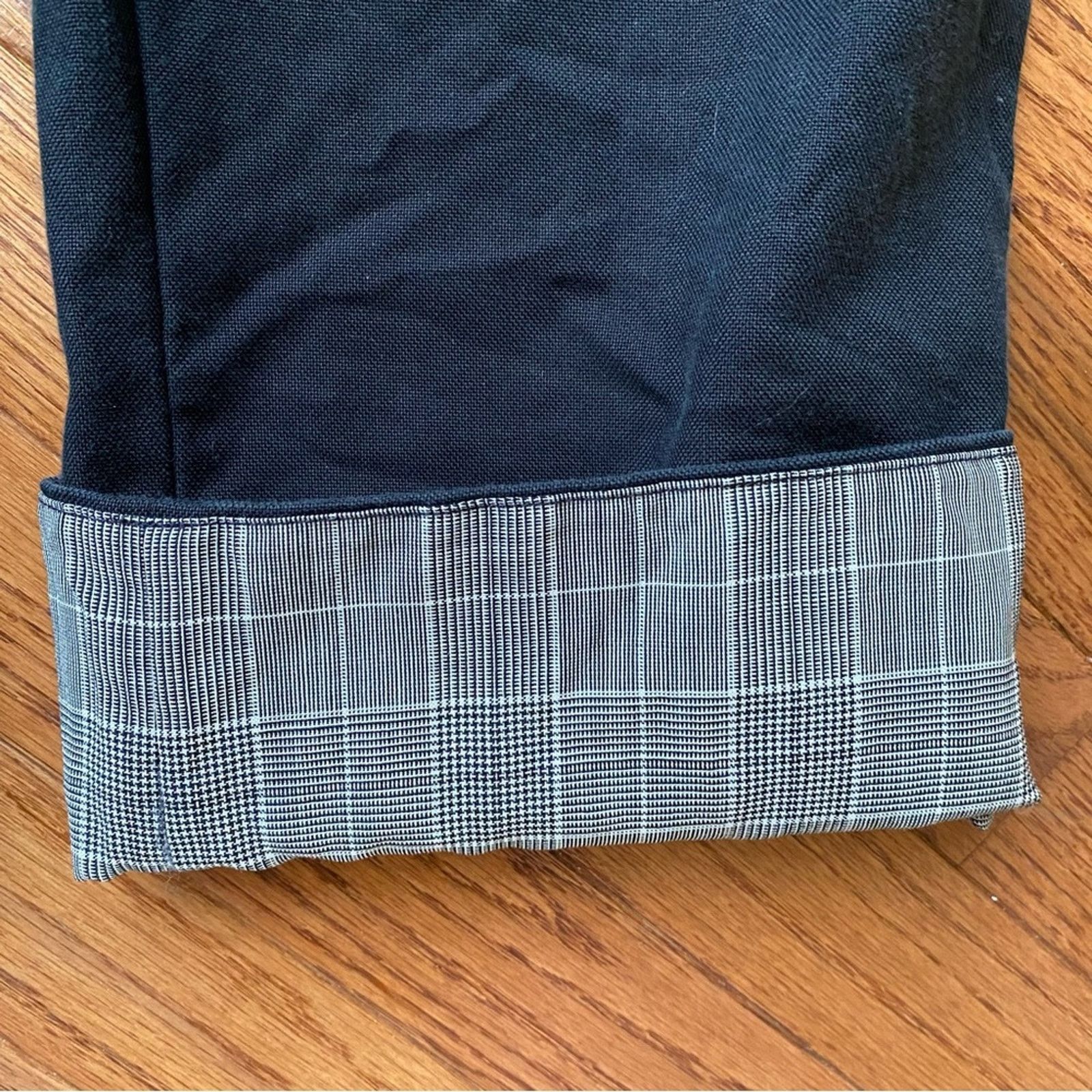 Helmut Lang Helmut Lang $495 Womens Black Trouser Pant w Plaid Cuff 2 Size 26" / US 2 / IT 38 - 3 Thumbnail