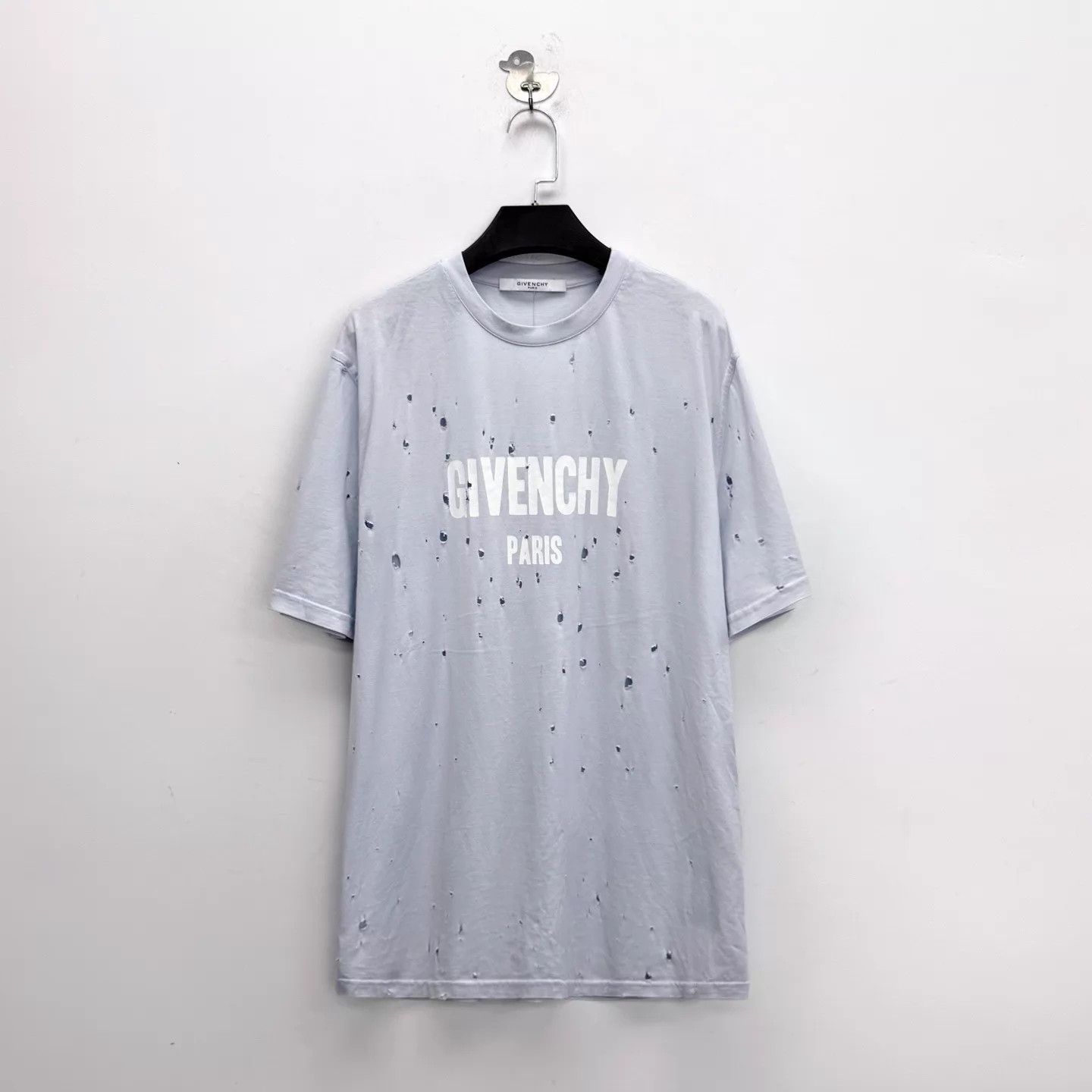 Givenchy Givenchy Haze Blue Distressed Logo S/S Tee OS S Size US S / EU 44-46 / 1 - 1 Thumbnail