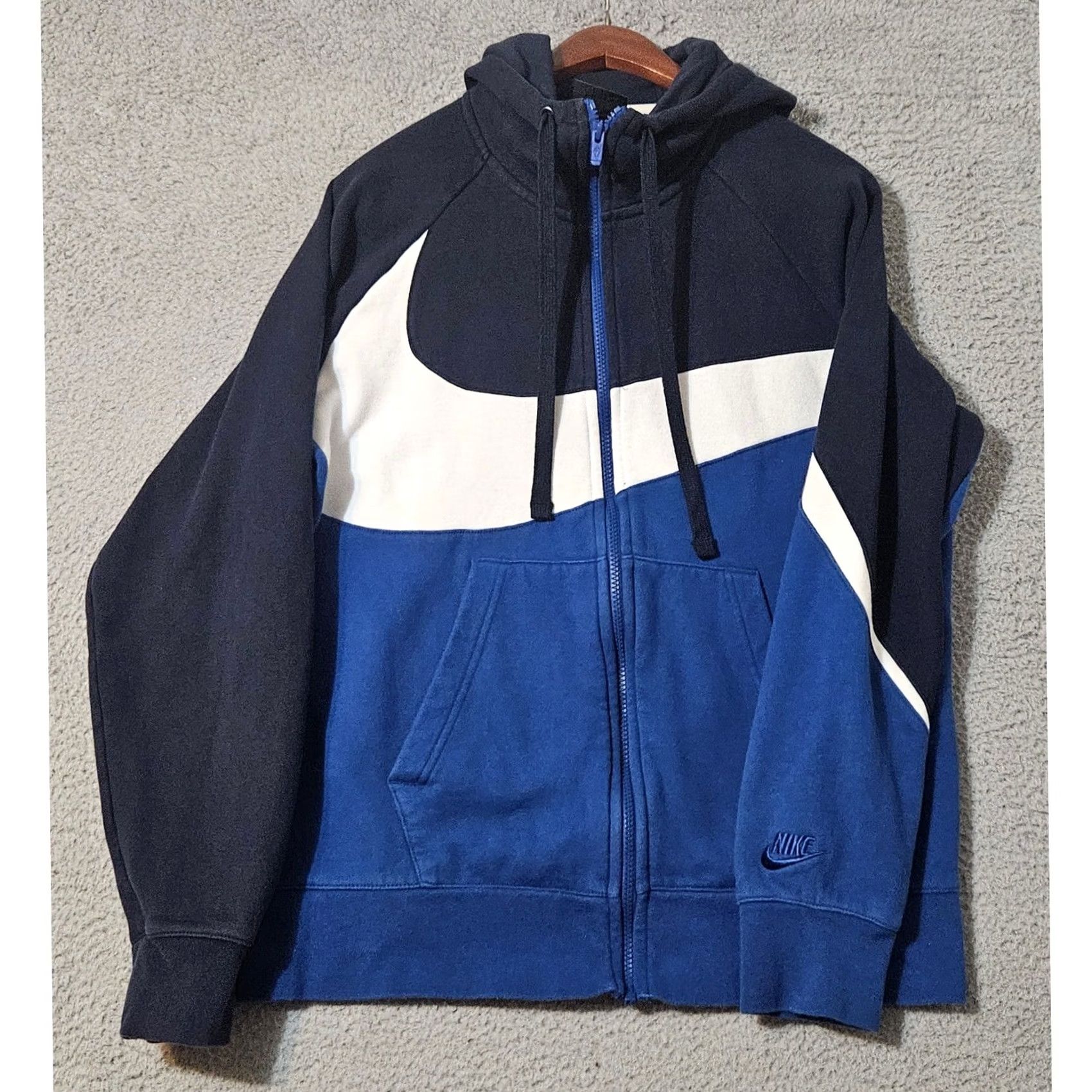 Nike Nike Hoodie Mens Giant Swoosh Full Zip Sweatshirt Medium Blue BQ6458-451 Size US M / EU 48-50 / 2 - 2 Thumbnail