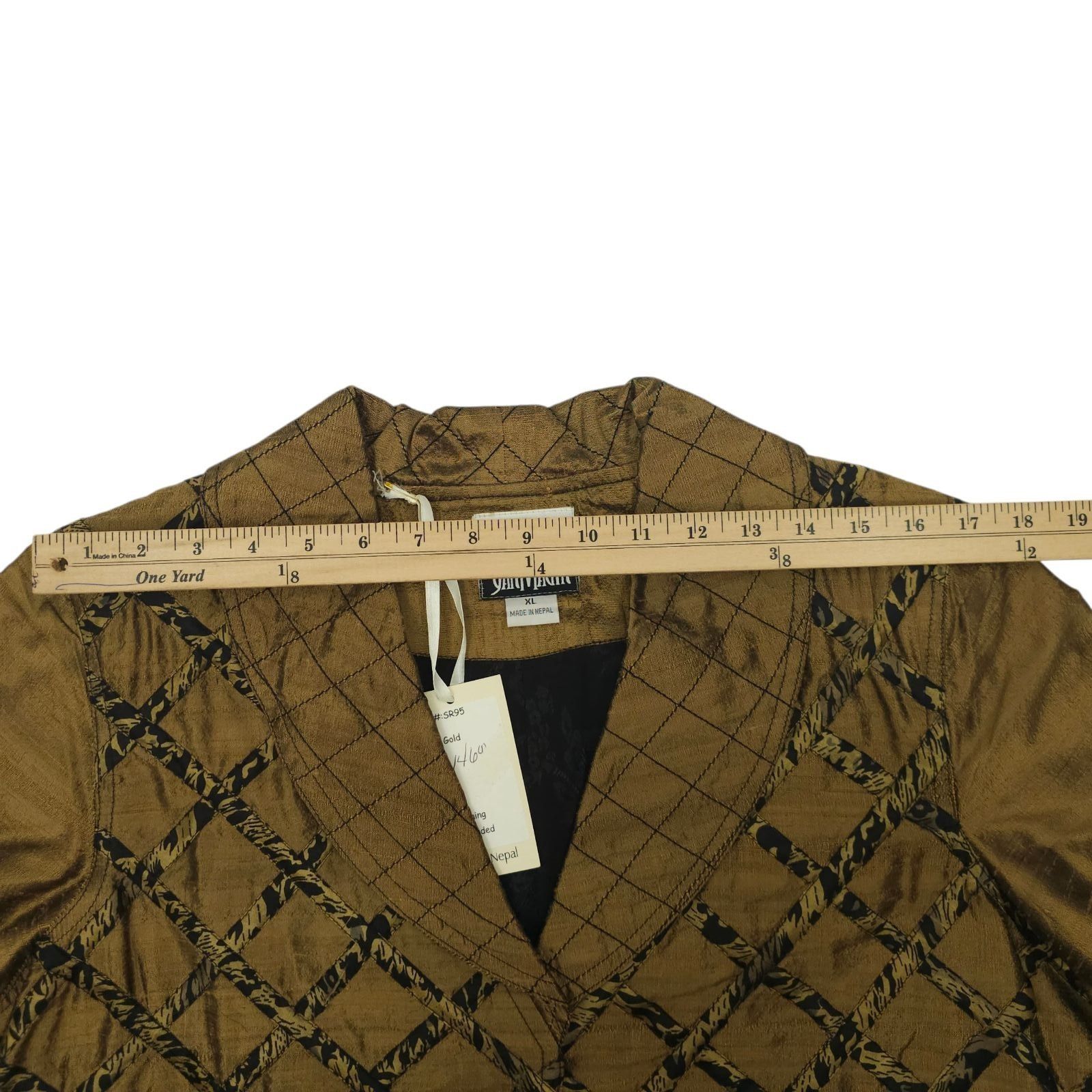 Other Yak Magik Silk Quilted Jacket XL Gold Bronze Lattice Toggle Size XL / US 12-14 / IT 48-50 - 4 Thumbnail