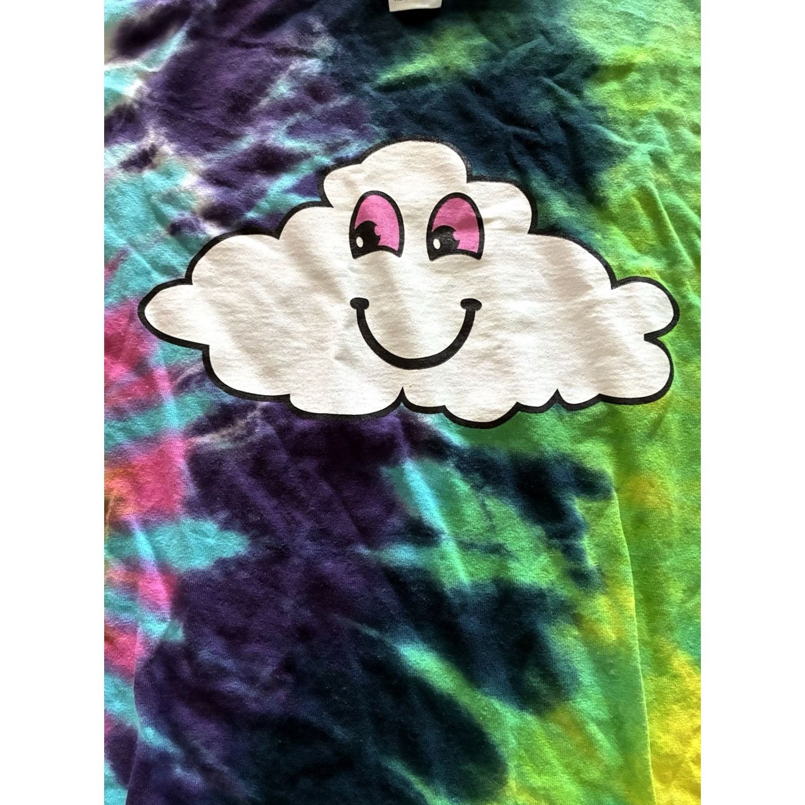 Vintage VINTAGE Smiley Cloud Shirt Tie Dye Mens XL Happy! Size US XL / EU 56 / 4 - 2 Thumbnail