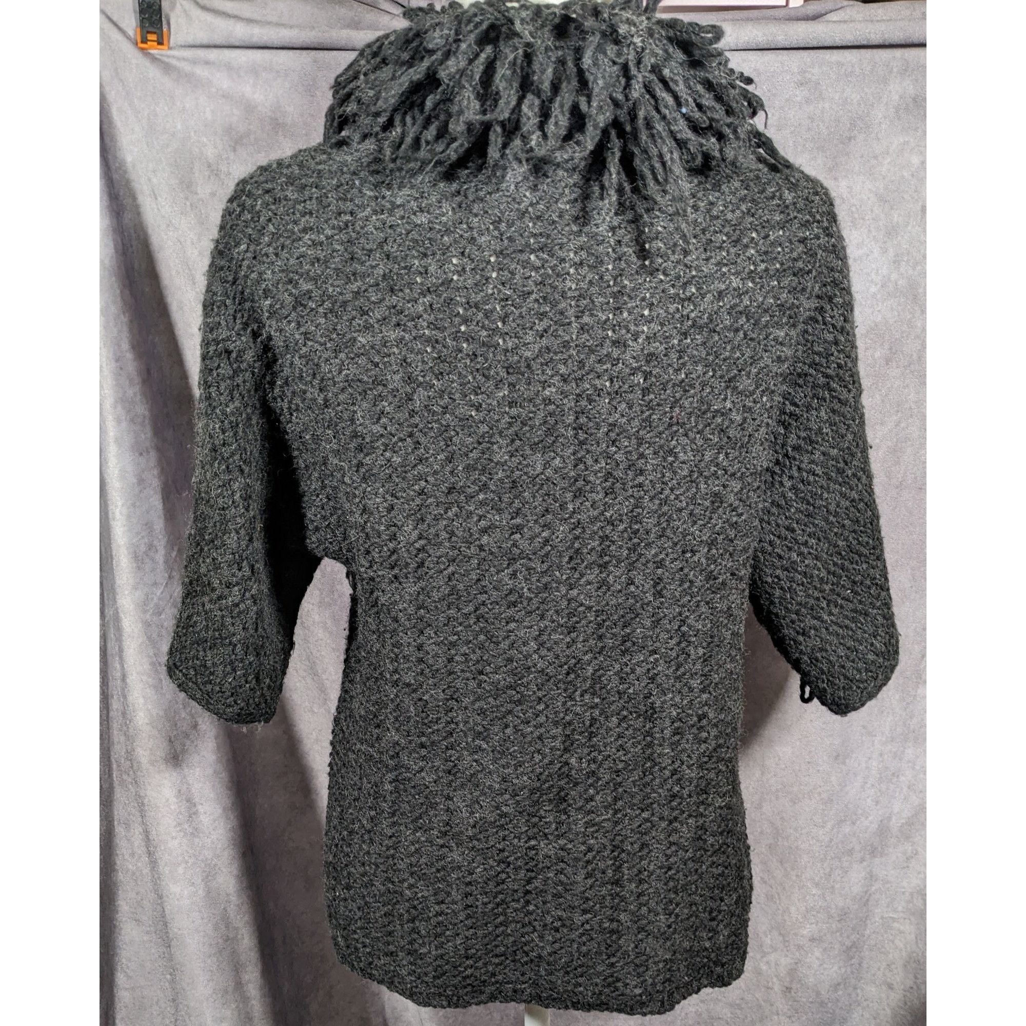Other Kenar Italy Vintage Open Front Black Fringe Neck Cardigan Si Size M / US 6-8 / IT 42-44 - 11 Thumbnail