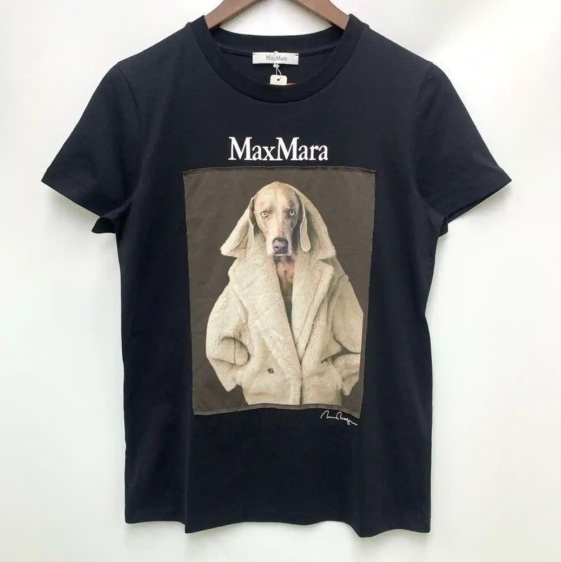 Max Mara MaxMara Black Cotton Graphic T-Shirt 0089 Size L / US 10 / IT 46 - 1 Thumbnail