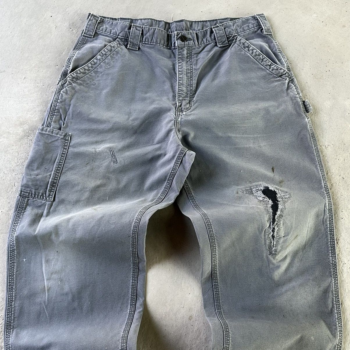 Carhartt × Vintage (36x30) Vintage Distressed Faded Carhartt Carpenter Pants Size US 36 / EU 52 - 2 Thumbnail