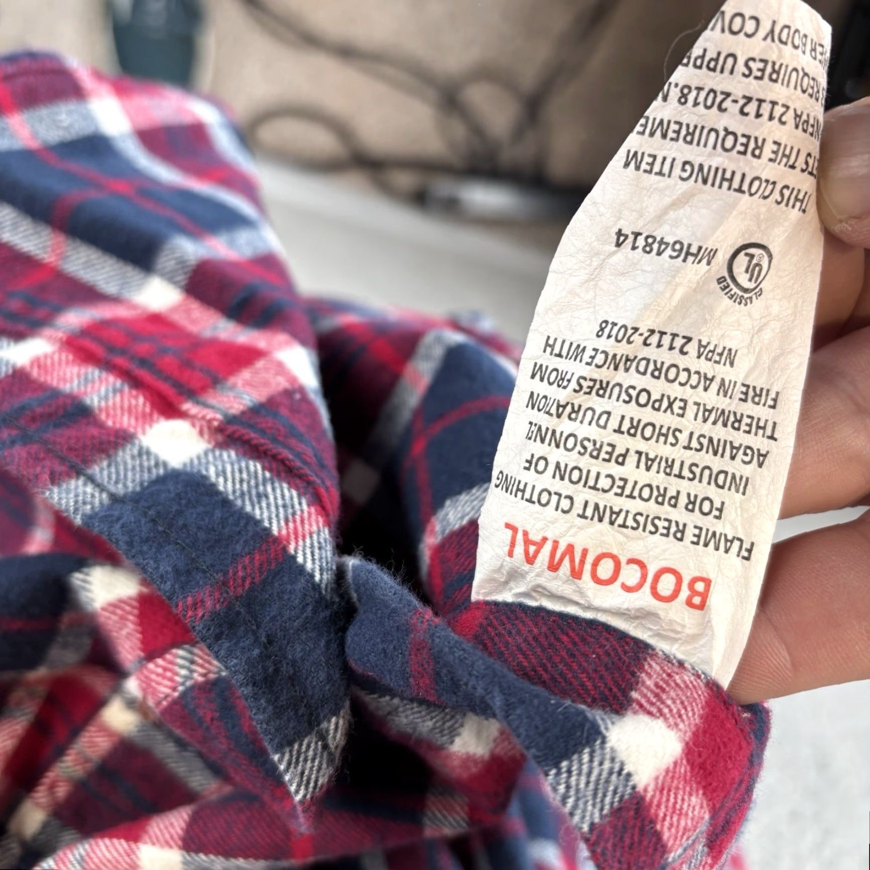 Vintage Bocomal Shirt Mens 3XL Red Navy Plaid Flame Resistant FR CAT2 Workwear Heavy Shirt Size US XXL / EU 58 / 5 - 4 Thumbnail