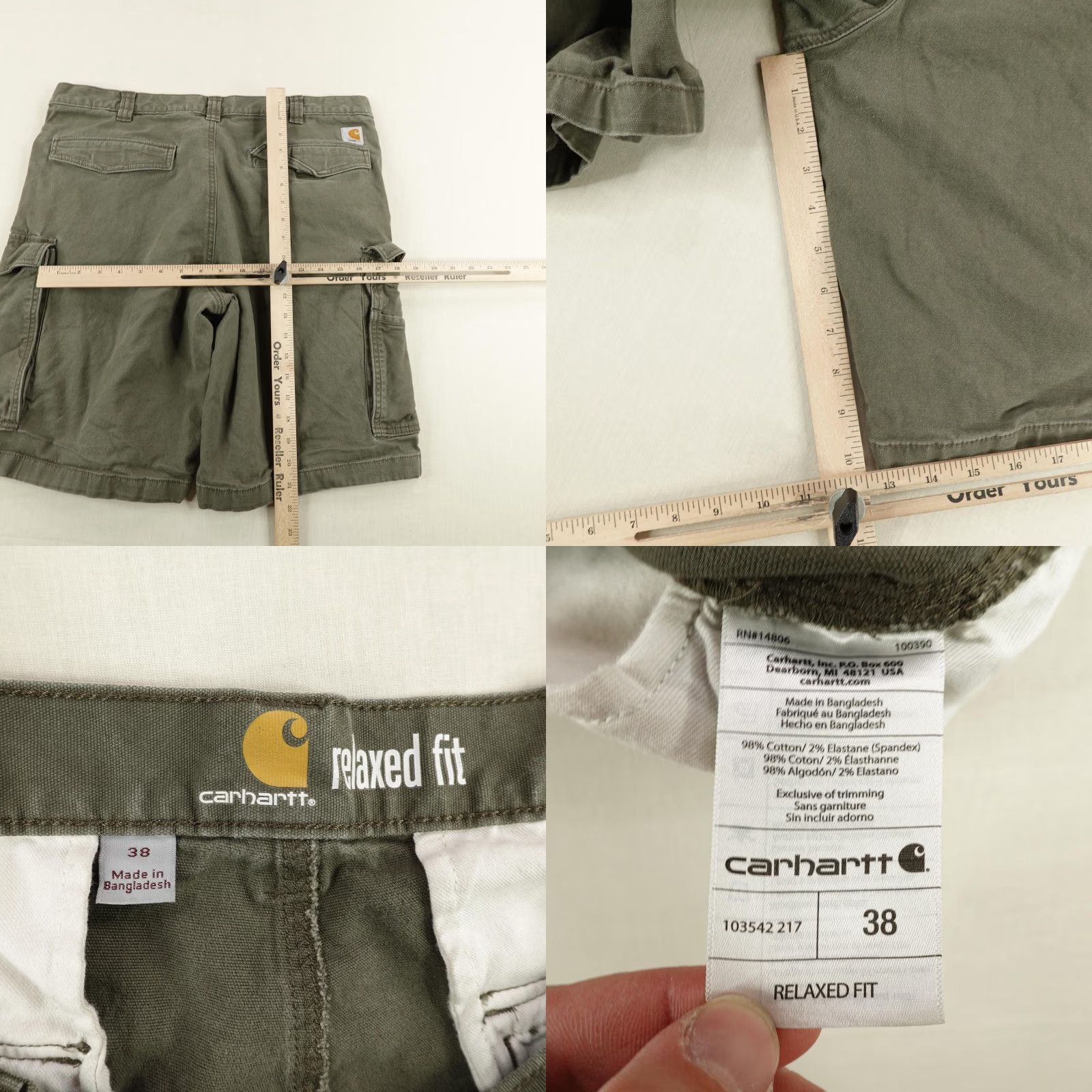 Carhartt Carhartt Cargo Shorts Mens 38 Green Canvas Workwear Casual Relaxed Fit Durable Outdoor Size US 38 / EU 54 - 8 Thumbnail