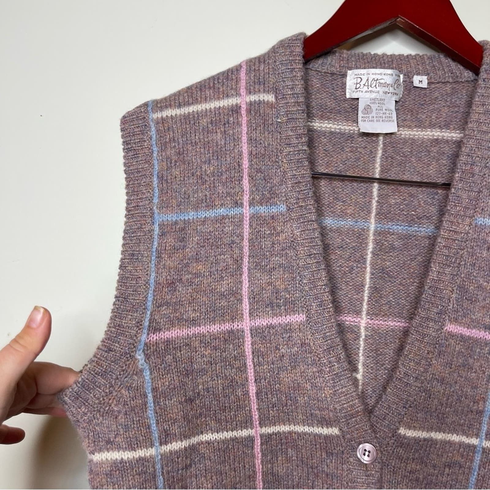 Vintage B. Altman & Co. 100% wool V neck button front vest Menswear