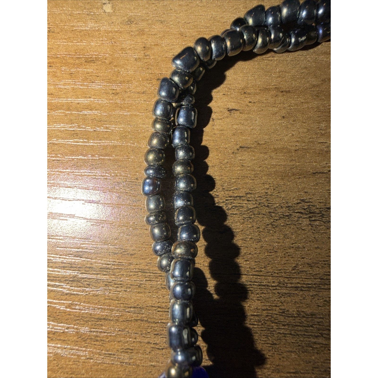The Unbranded Brand Agate Navy Blue Chunky Necklace Silver Tone Button Size ONE SIZE - 7 Thumbnail