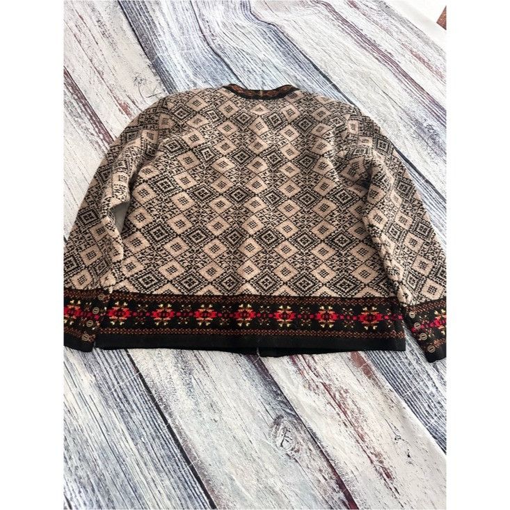 Telluride Telluride Clothing Company 100% Wool Patterned Knit Cardigan Size XL / US 12-14 / IT 48-50 - 3 Thumbnail