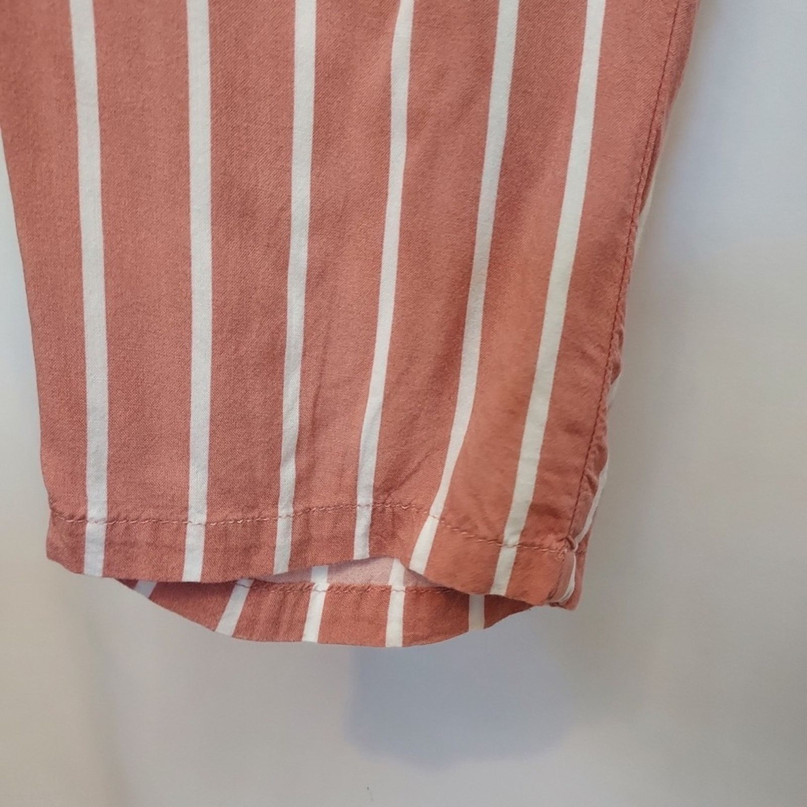 Other Papaya Pink White Stripe Paper Bag Drawstring Wide Pants Size 34" / US 12 / IT 48 - 9 Thumbnail