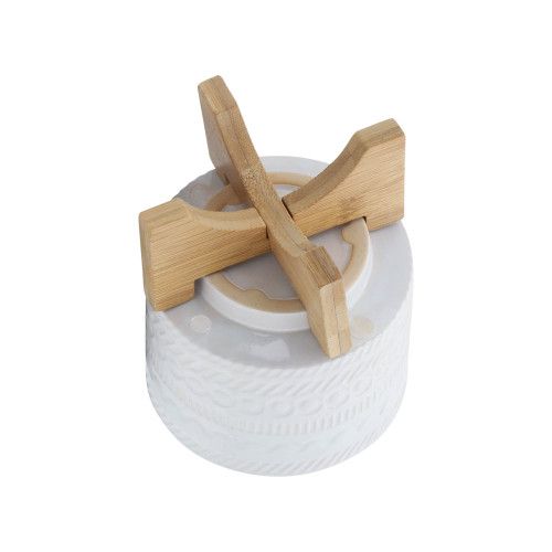 Designer × Homemade 5" TRIBAL PLANTER W/ WOOD STAND, WHITE Size US L / EU 52-54 / 3 - 6 Thumbnail