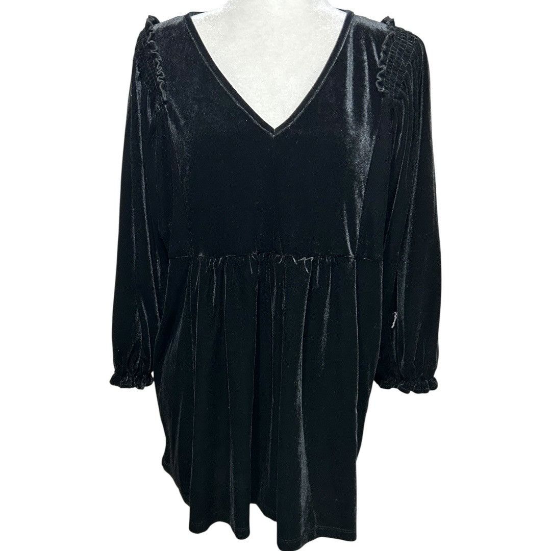 Other Umgee Black Velvet Baby Doll Dress Tunic Top - Women's Size Size L / US 10 / IT 46 - 1 Thumbnail