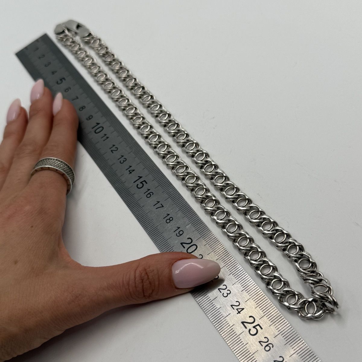 Sterling Silver Heavy 925 Sterling Silver Arabic Bismarck Chain Necklace Size ONE SIZE - 7 Thumbnail