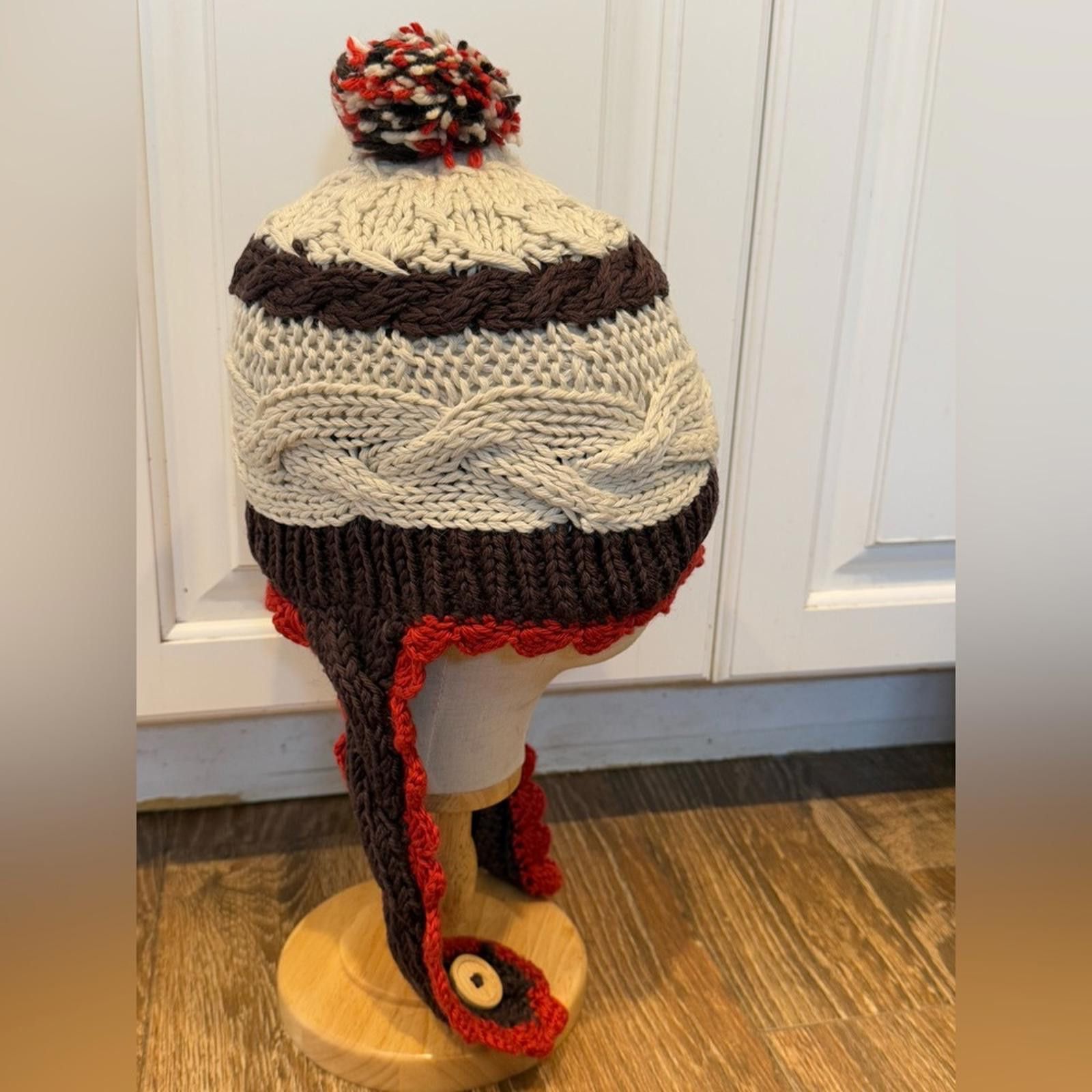Other Wool blend cable knit pom pom beanie crochet OS Size ONE SIZE - 2 Thumbnail