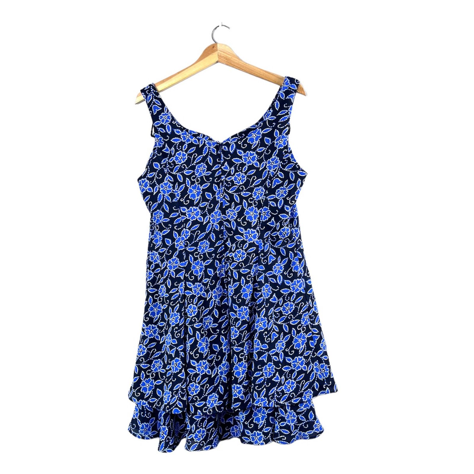 Vintage Women's Blue Floral Vintage S.L. Fashions Dress 14 Size XL / US 12-14 / IT 48-50 - 2 Thumbnail