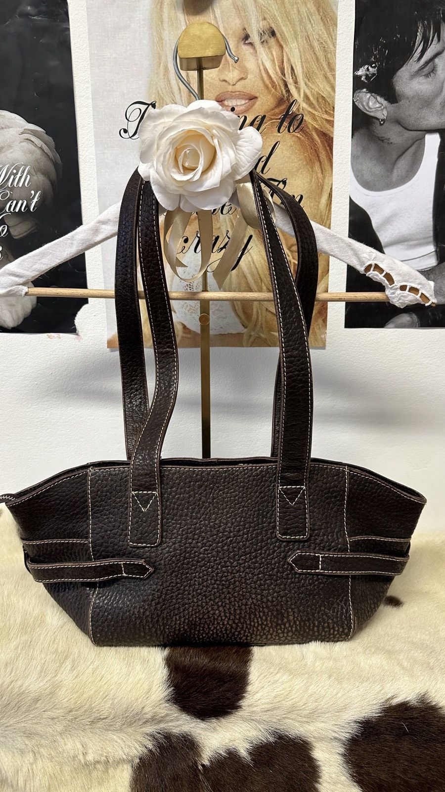 Vintage Vintage brown leather shoulder bag Size ONE SIZE - 4 Thumbnail