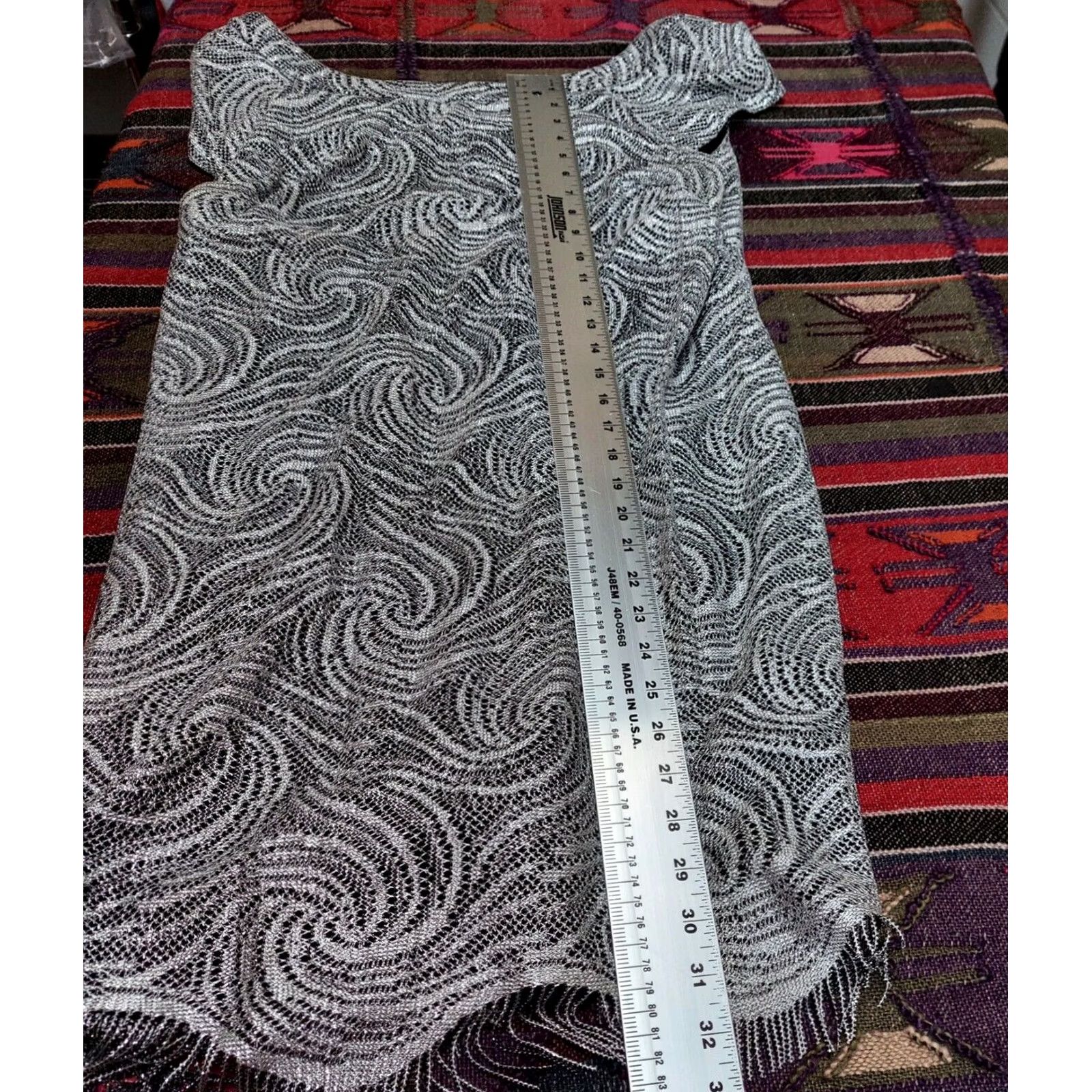 Vintage S.L. Fashions Womens Scoop Neck Metallic Crochet Fringe Hem Dress Silver Size 18 Size XXL / US 16-18 / IT 52-54 - 7 Thumbnail