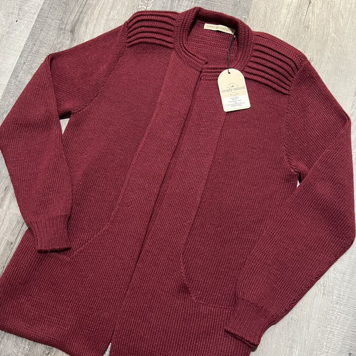 Other Simply Natural Burgandy Alpaca Wool Open Sweater Cardigan Size M / US 6-8 / IT 42-44 - 3 Thumbnail