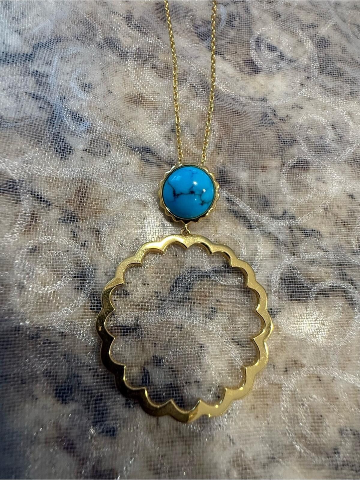 Other Turquoise & gold toned pendant chain line necklace Size ONE SIZE - 4 Thumbnail