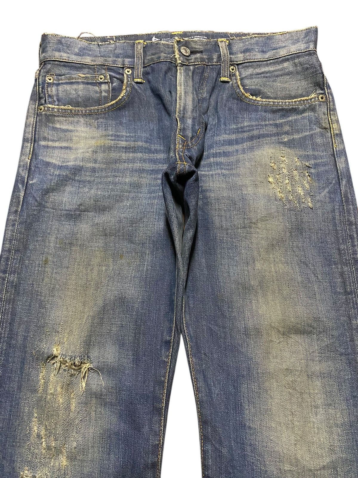 Edwin Vintage Edwin 503R Blue Trip Grunge Distressed Loose Jeans Size US 33 - 3 Thumbnail