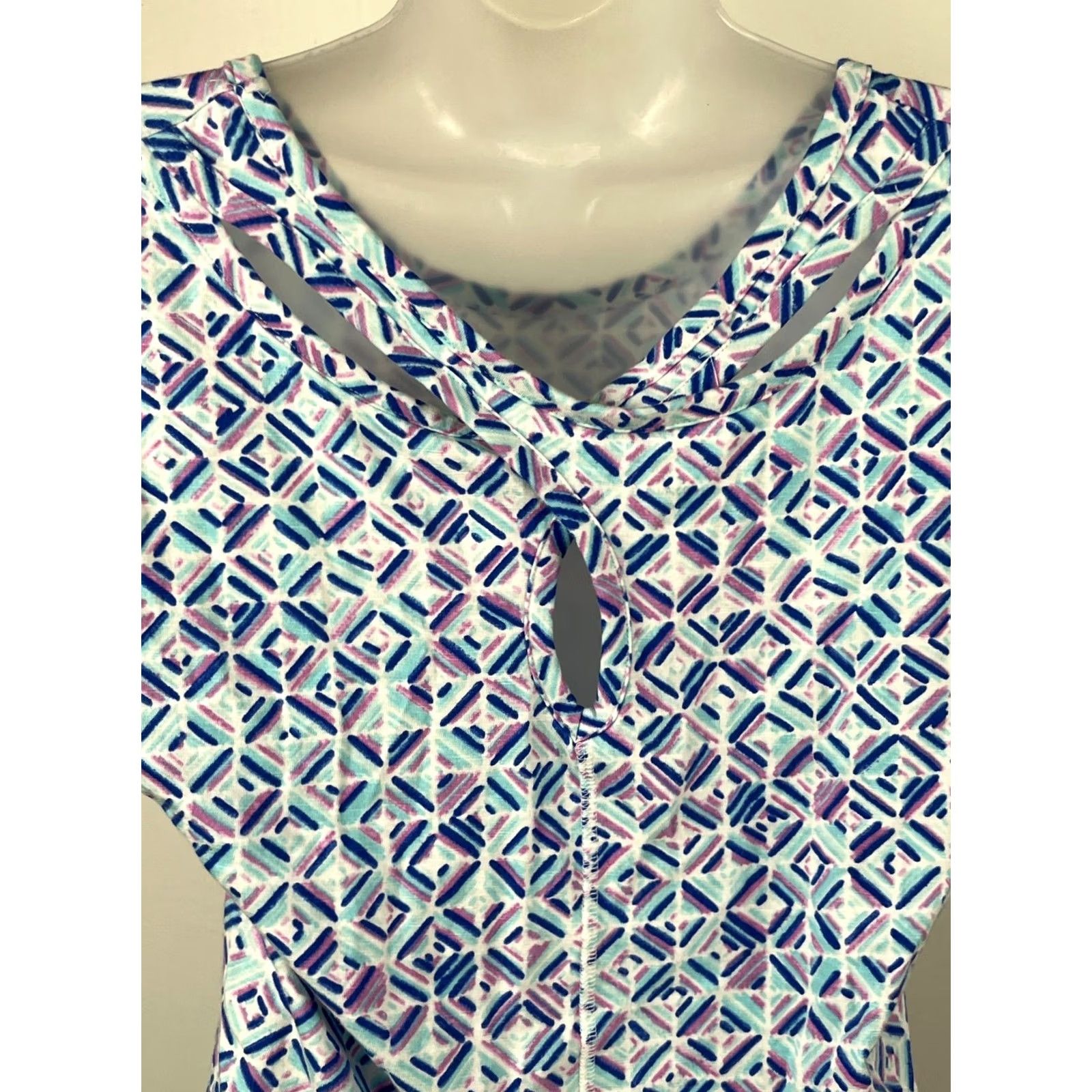 Talbots T by Talbots Top Womens S Multicolor Geometric Print Short Sleeve Stretch Shirt Size S / US 4 / IT 40 - 6 Thumbnail