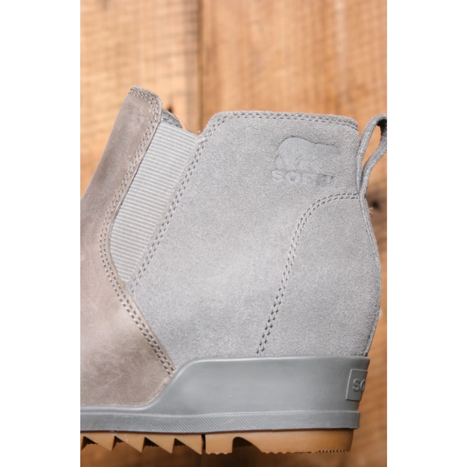SOREL SOREL Evie Gray Leather & Suede Pull-On Wedge Heel Ankle Booties Women's Sz. 6 Bootie Shoes Size US 4 / IT 34 - 7 Thumbnail