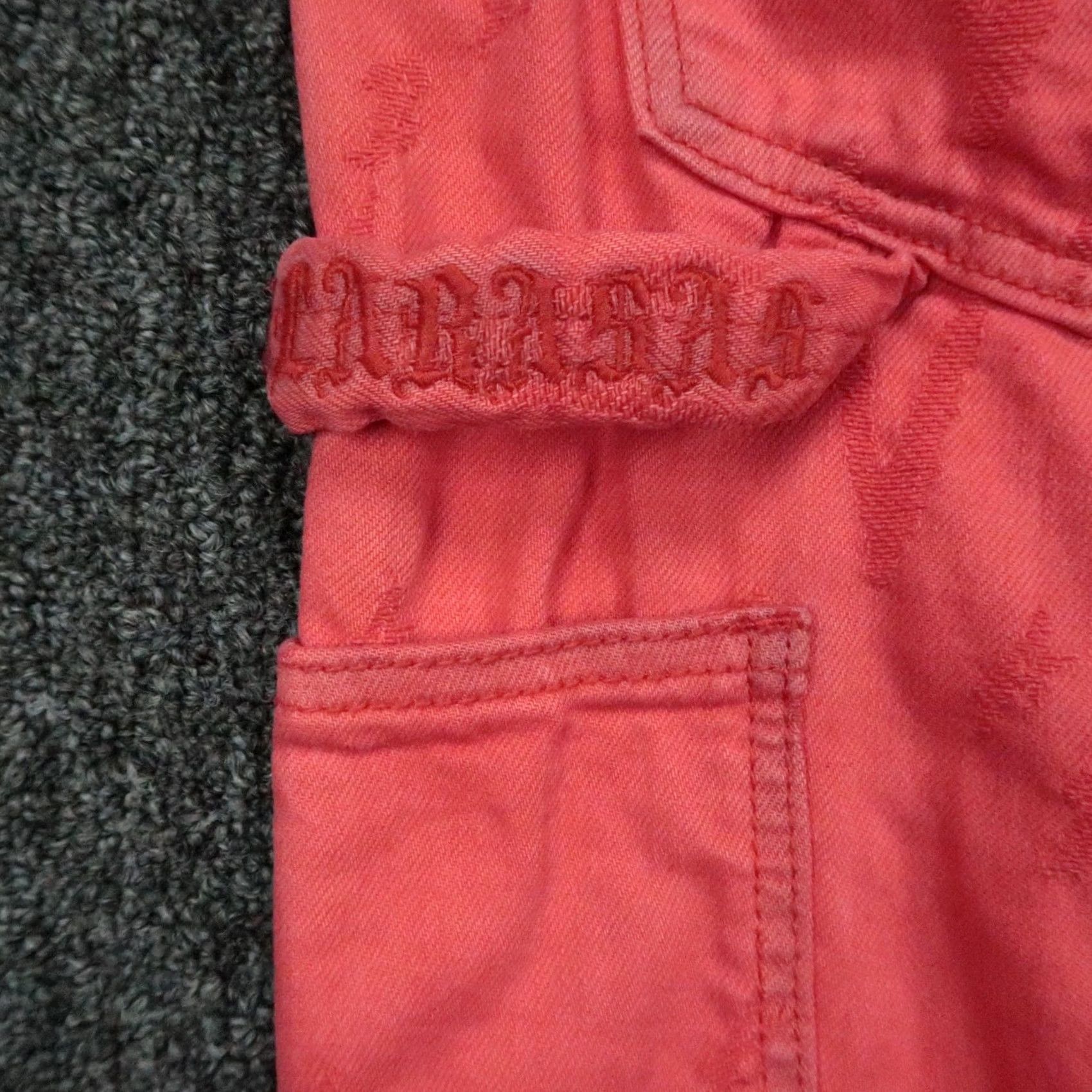 Pinko Valabasas Jeans Mens 38x36 Red Pink Raw Frayed Hem Carpenter Wide Leg Jeans Pants Straight Mens Regular 38 Inseam 36 Color Red Pattern Solid Size US 38 / EU 54 - 7 Thumbnail