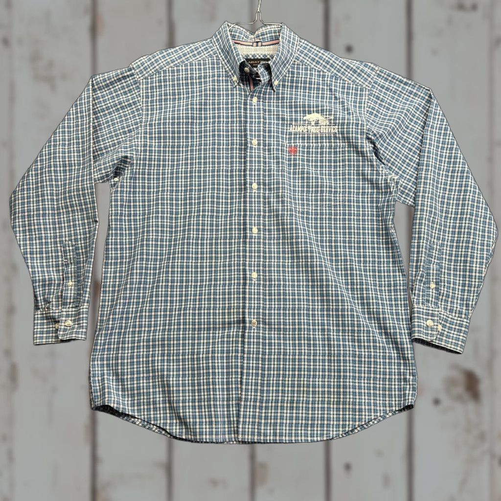 Ariat Ariat Pro Series Button-Up Shirt L Blue Plaid Long Sleeve Workwear Cowboy Rodeo Shirt Mens Size US L / EU 52-54 / 3 - 1 Thumbnail