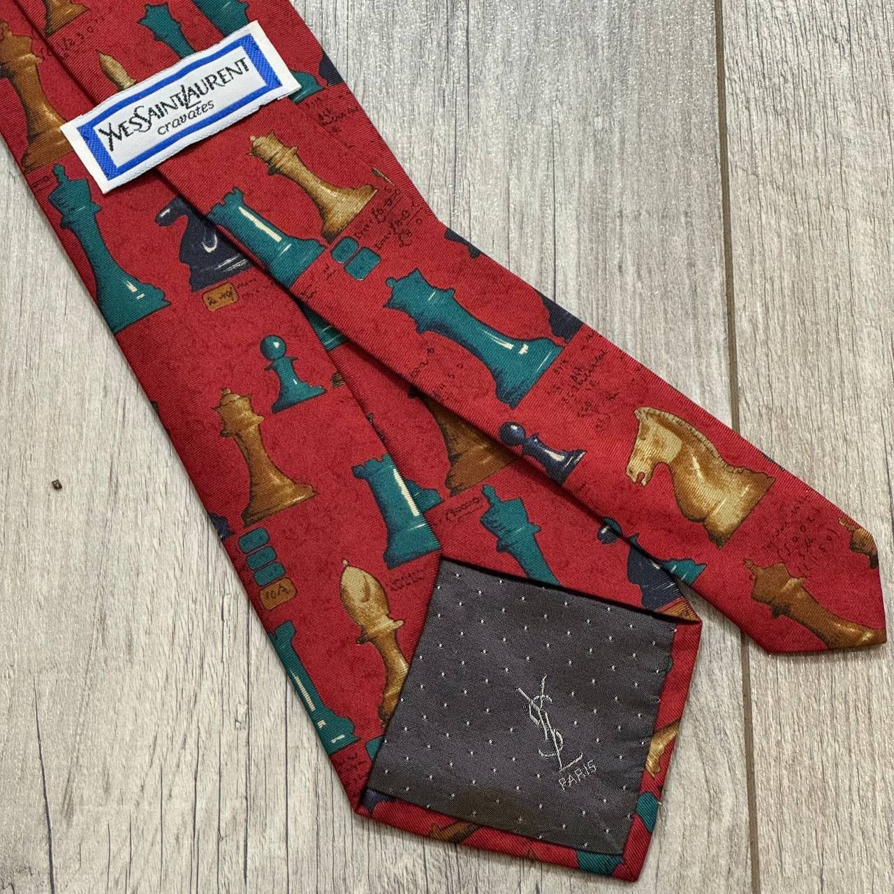 Yves Saint Laurent Vintage YSL Yves Saint Laurent Chess Pattern Silk Tie Size ONE SIZE - 1 Thumbnail