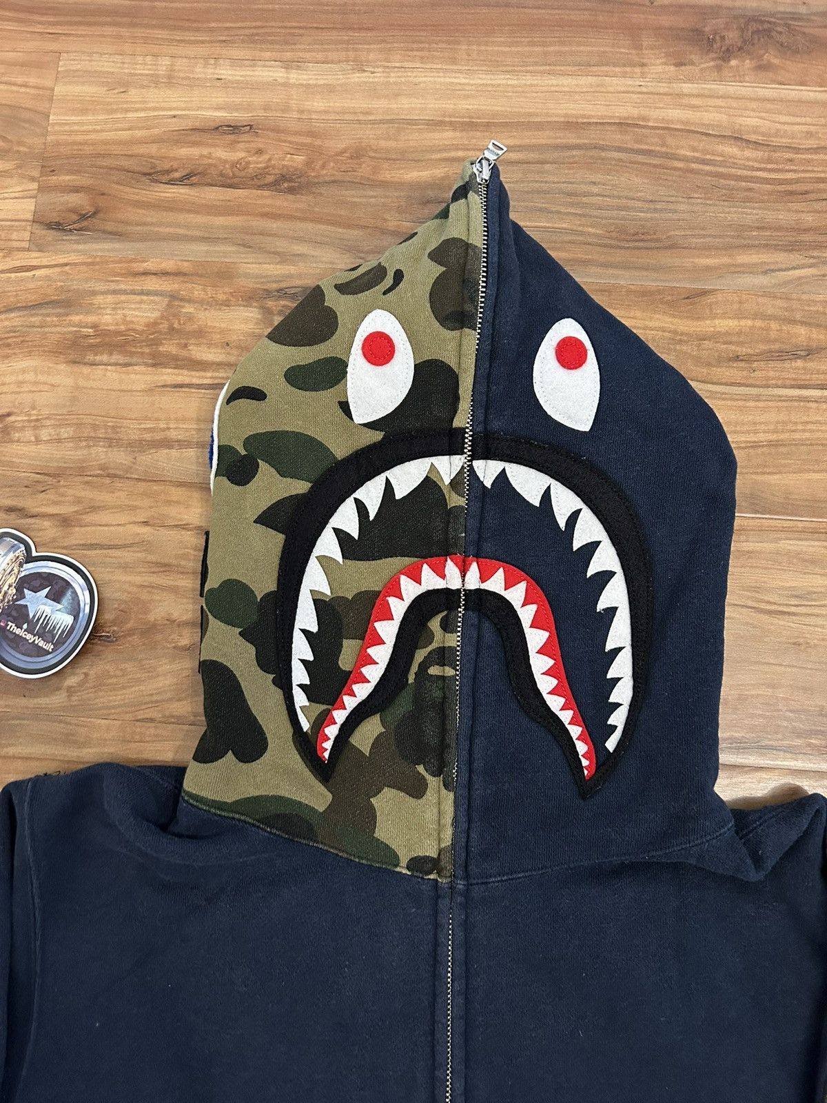 Bape OG Bape Navy/Green Camo Shark Full Zip Hoodie Size US L / EU 52-54 / 3 - 4 Thumbnail