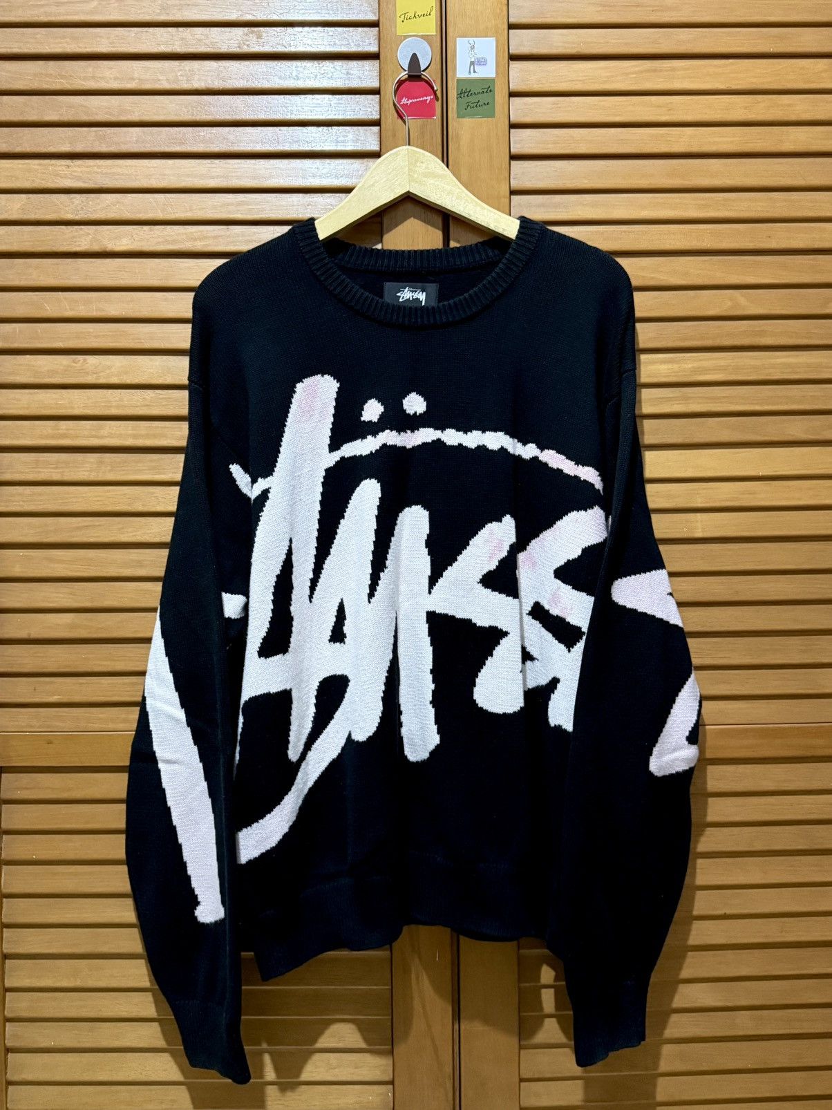 Stussy Stussy Stock Logo Knit Sweater Large Black | Grailed