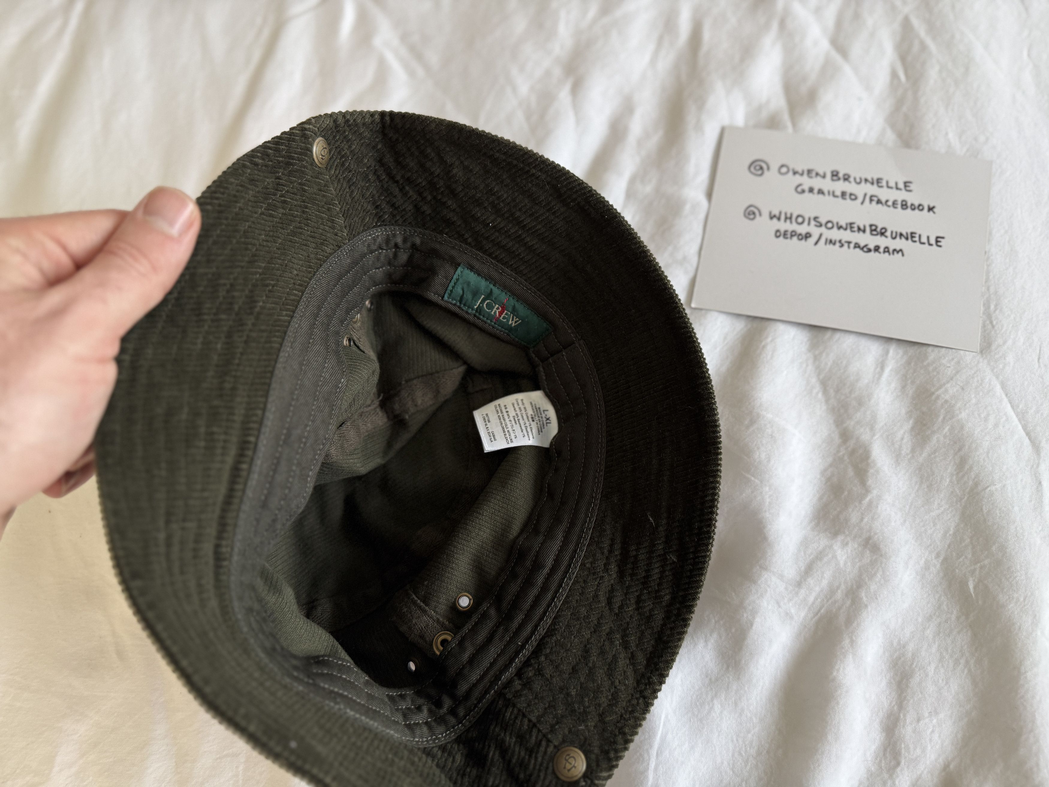 J.Crew J.Crew Corduroy Bucket Hat Olive Green Good Condition Size ONE SIZE - 2 Thumbnail