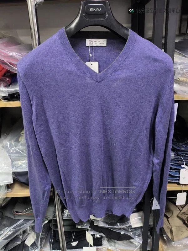 Brunello Cucinelli Brunello Cucinelli Purple Island Cotton Knit Sweater. Size US M / EU 48-50 / 2 - 3 Thumbnail