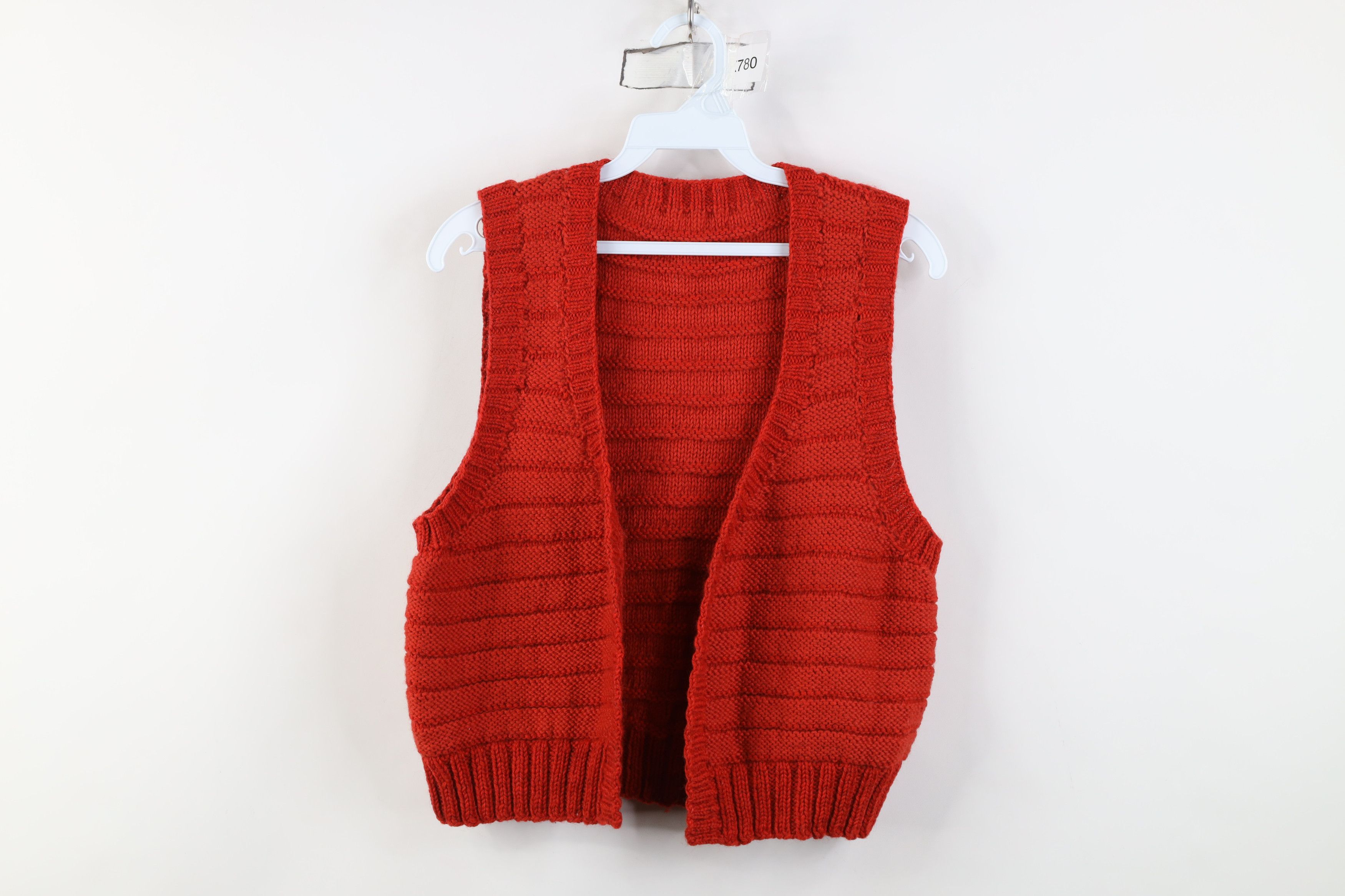Vintage Vintage 60s Streetwear Crochet Open Front Sweater Vest Red Size S / US 4 / IT 40 - 1 Thumbnail
