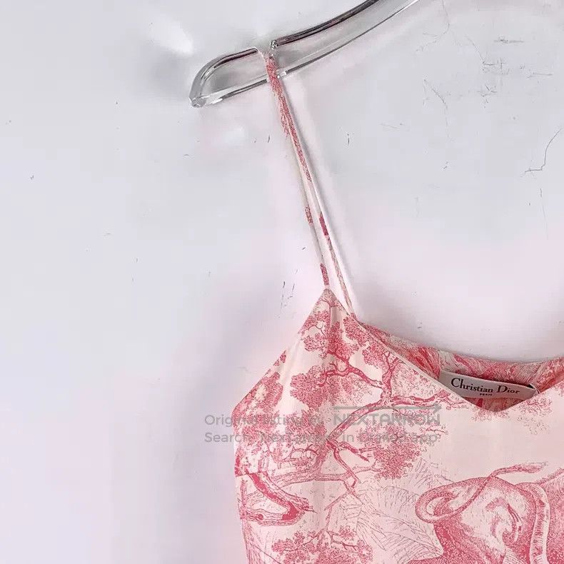 Dior Dior Pink animal jungle print mulberry silk strap dress Size XXS / US 00 / IT 34 - 3 Thumbnail