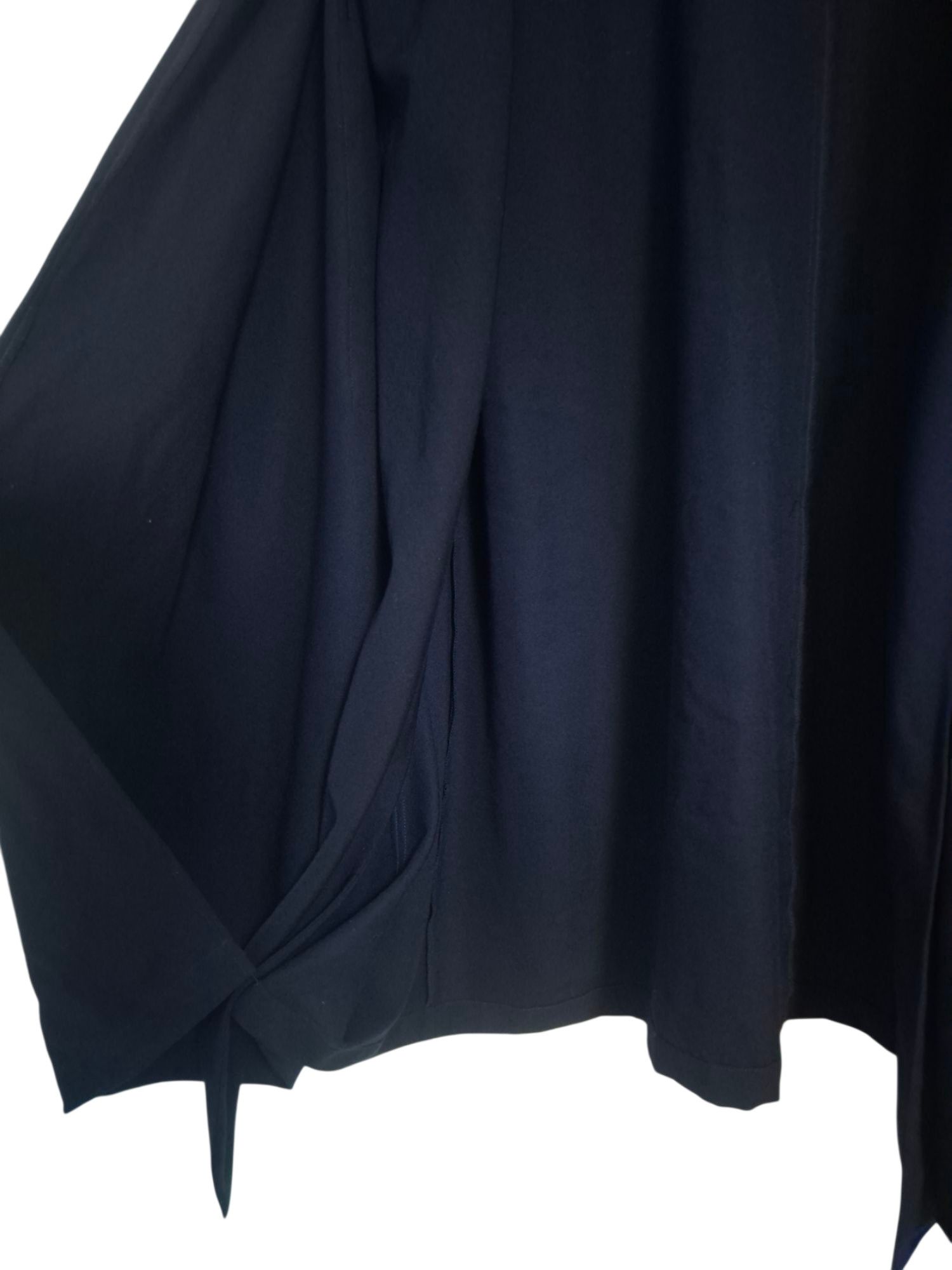 Yohji Yamamoto 90s Yohji Yamamoto Femme Dark Navy Wool Gabardine Drape Coat Size S / US 4 / IT 40 - 5 Thumbnail
