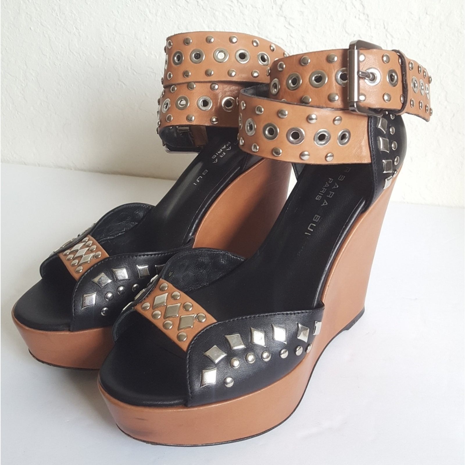 Barbara Bui Barbara Bui Paris Studded Ankle Strap Wedge Platform Leather Size US 6 / IT 36 - 3 Thumbnail