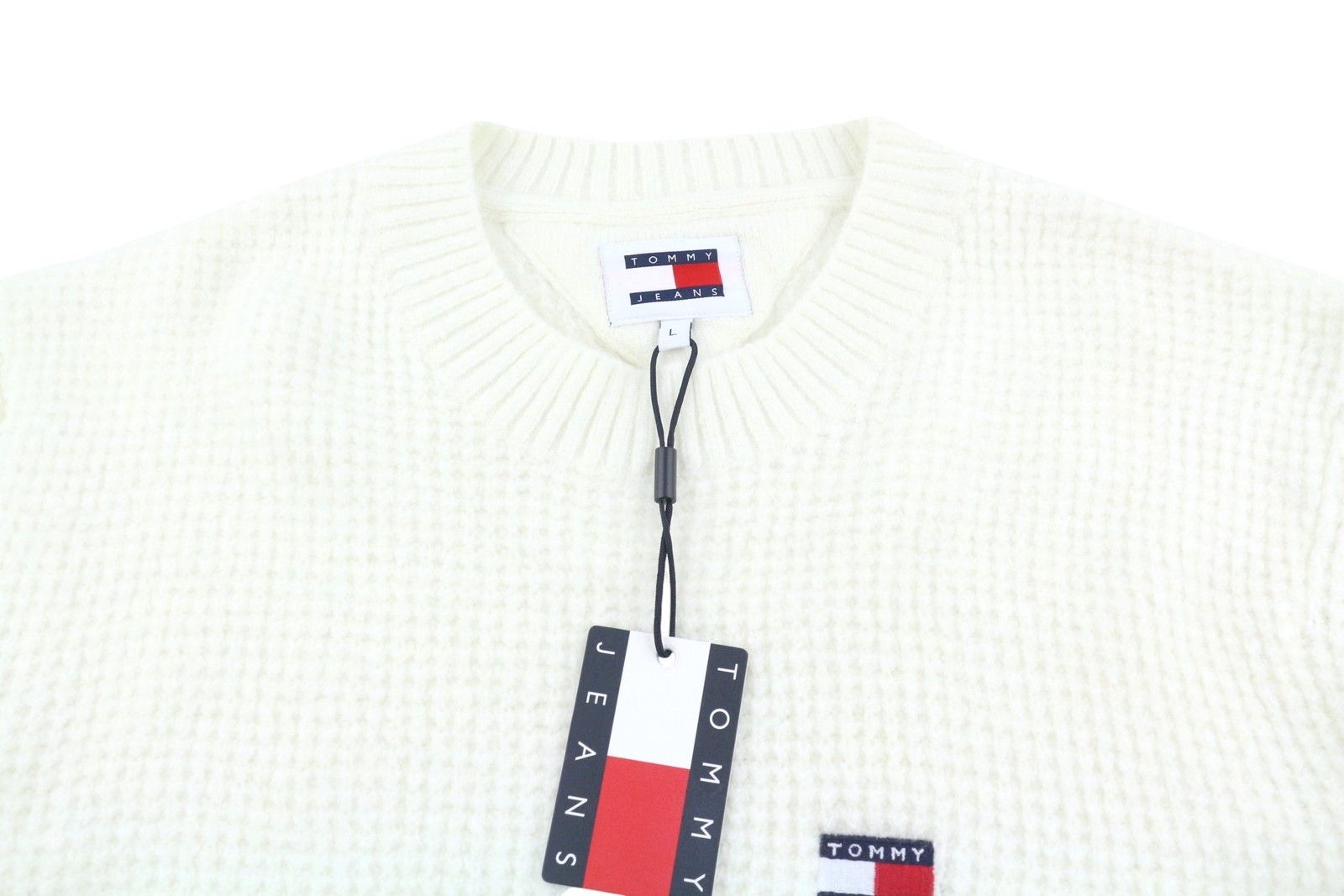 Tommy Hilfiger REQ WAFFLE L Ancient White Crew Jumper 87377 Size US L / EU 52-54 / 3 - 6 Thumbnail
