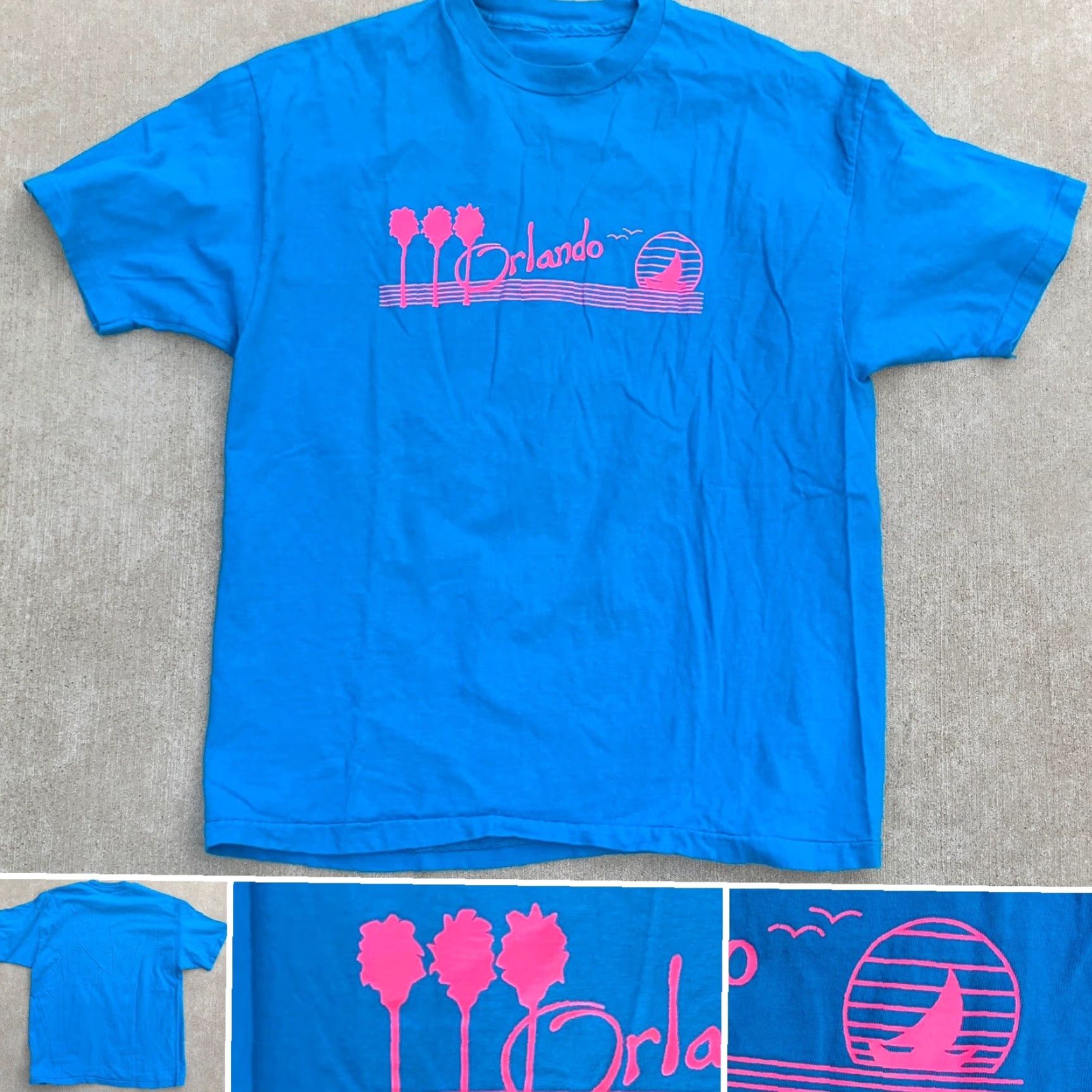 Pinko VINTAGE Orlando T Shirt Neon Pink Graphics Tee Single Stitch 80s 90s 2XL Blues? Size US XXL / EU 58 / 5 - 2 Thumbnail