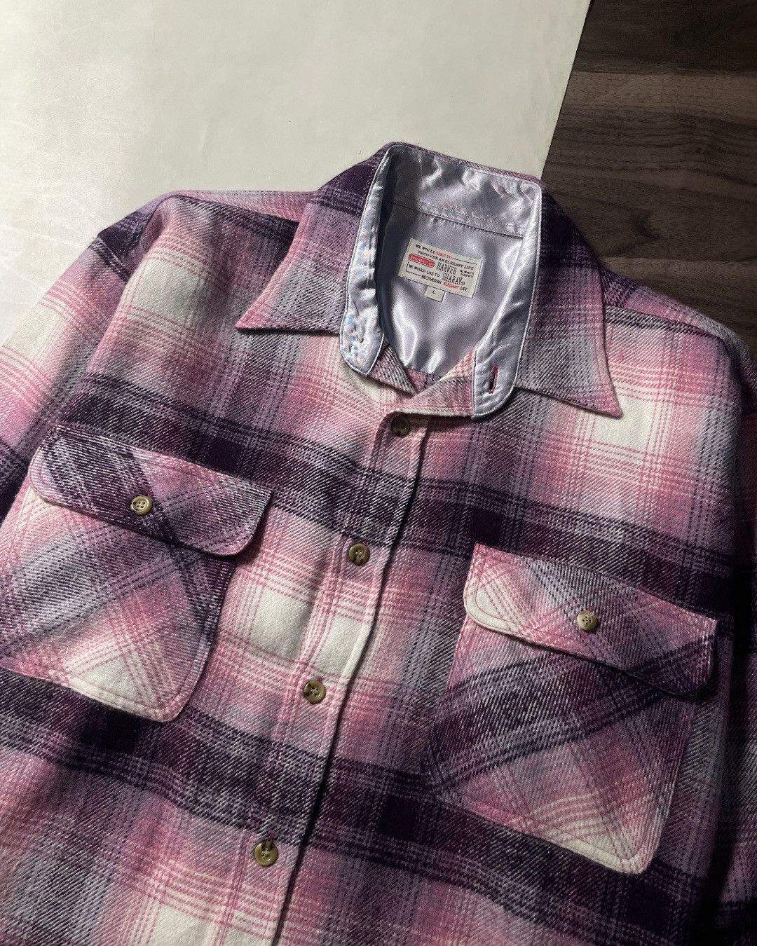 Japanese Brand Flannel Shirt Wool Veterano HARVEY SHARAY Size L fit XL Size US L / EU 52-54 / 3 - 4 Thumbnail