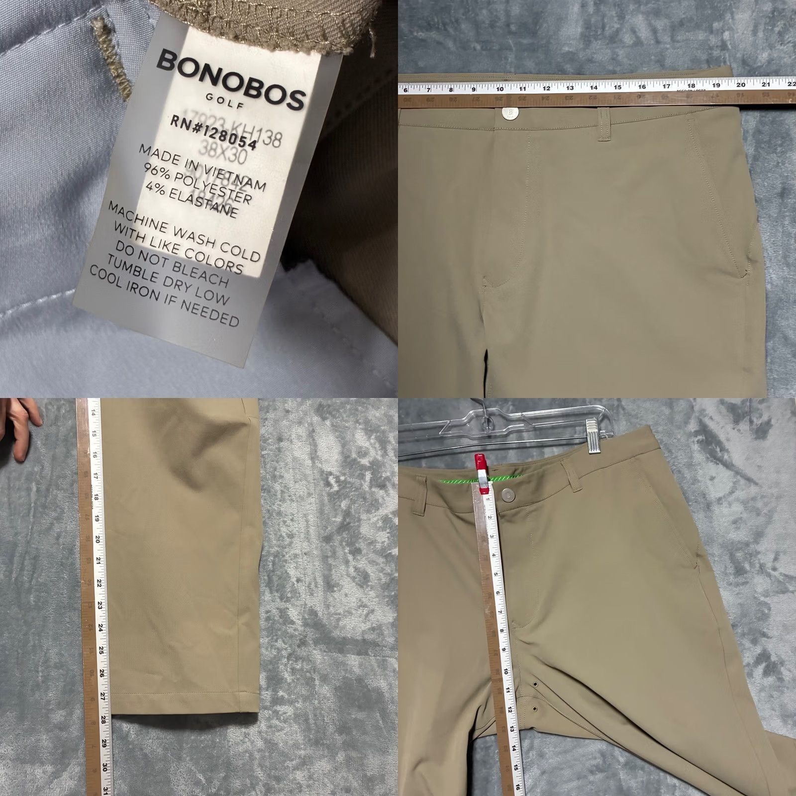 Bonobos EUC Bonobos Golf Mens Athletic Fit Performance Pants Khaki Tan 38x30 Size US 38 / EU 54 - 8 Thumbnail