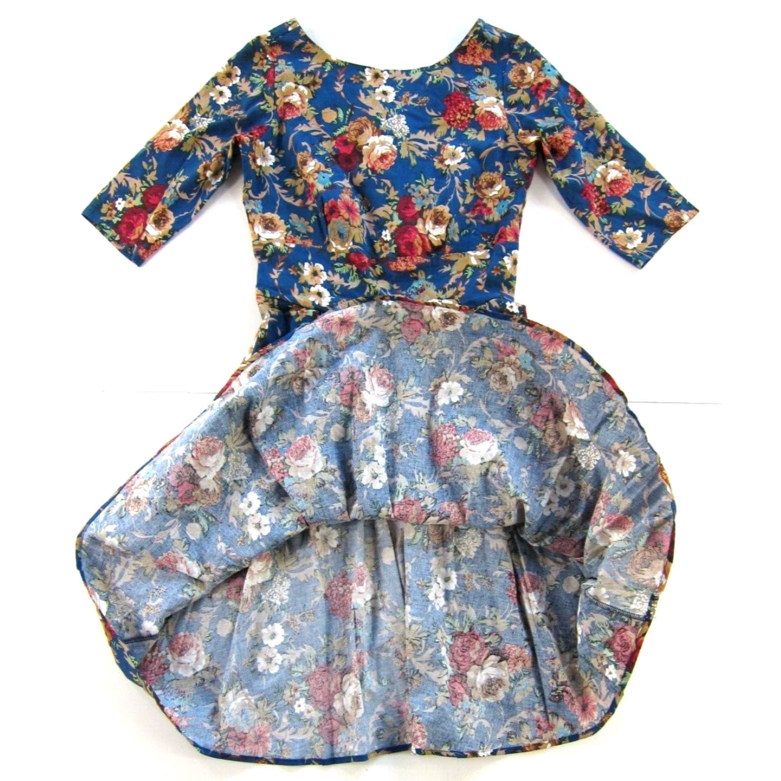 Vintage Mint Limit Dress S Pink Cotton Stretch Floral 3/4 Sleeve Sheath Size S / US 4 / IT 40 - 6 Thumbnail