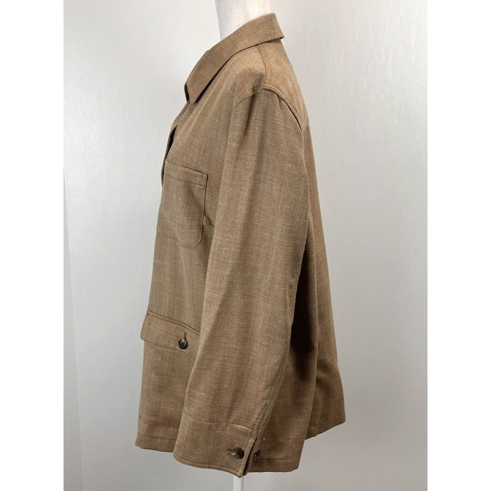 Ralph Lauren VINTAGE Lauren Ralph Lauren Shirt Jacket Shacket Womens 1X Plus Wool Linen Brown w/ Wool Lining Size XL / US 12-14 / IT 48-50 - 2 Thumbnail