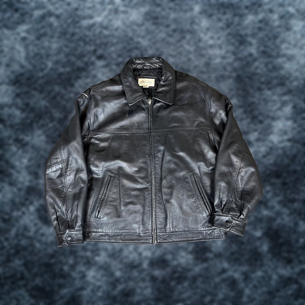 Vintage VINTAGE St. John's Bay Jacket Mens 2XL Black Leather Biker Bomber Lined Zip Coat Size US XXL / EU 58 / 5 - 1 Thumbnail